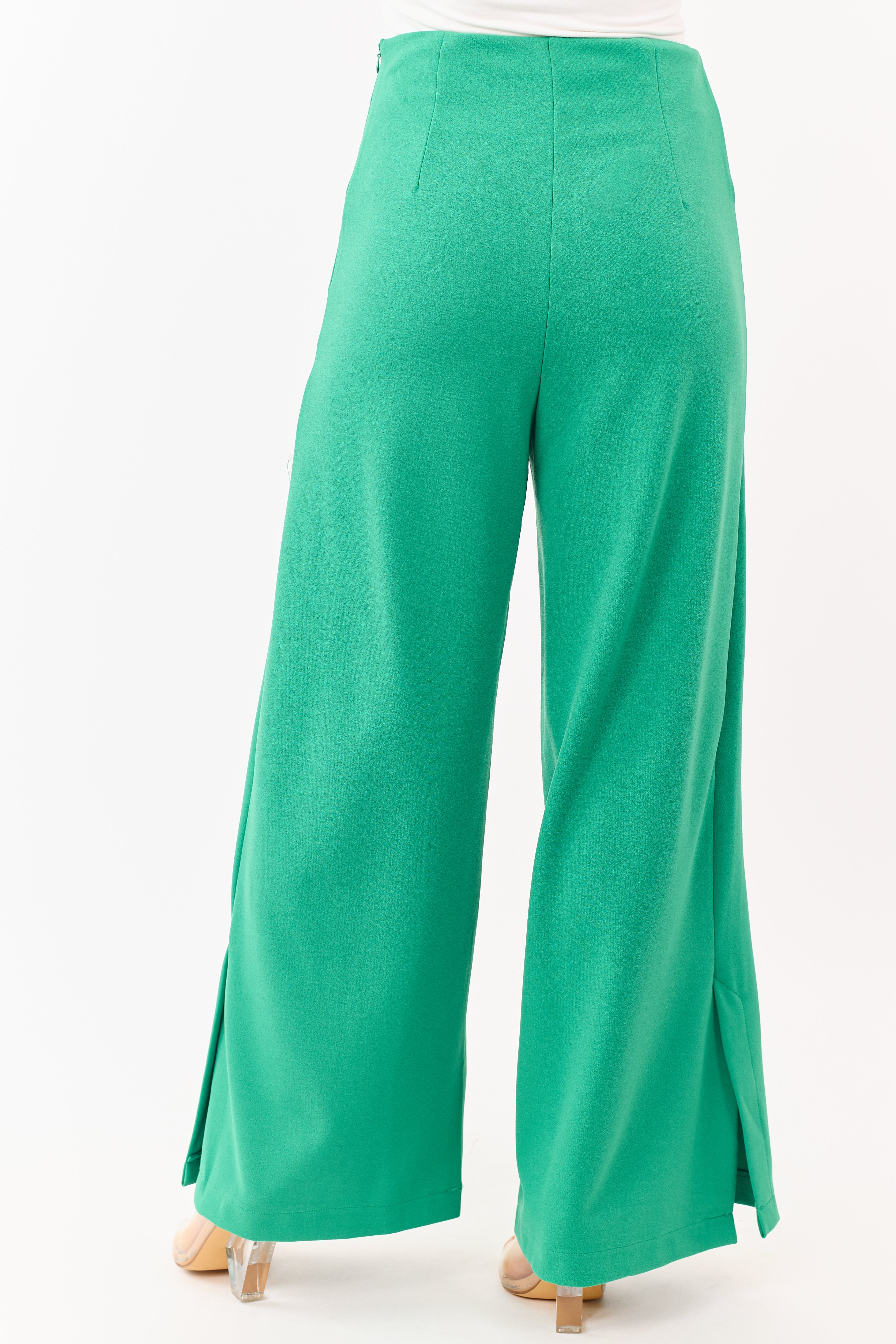 She+Sky Jade Wide Leg Side Slit Knit Pants