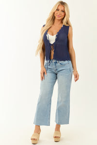 She+Sky Navy Front Tie Knit Sweater Vest