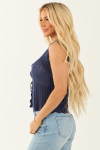 She+Sky Navy Front Tie Knit Sweater Vest