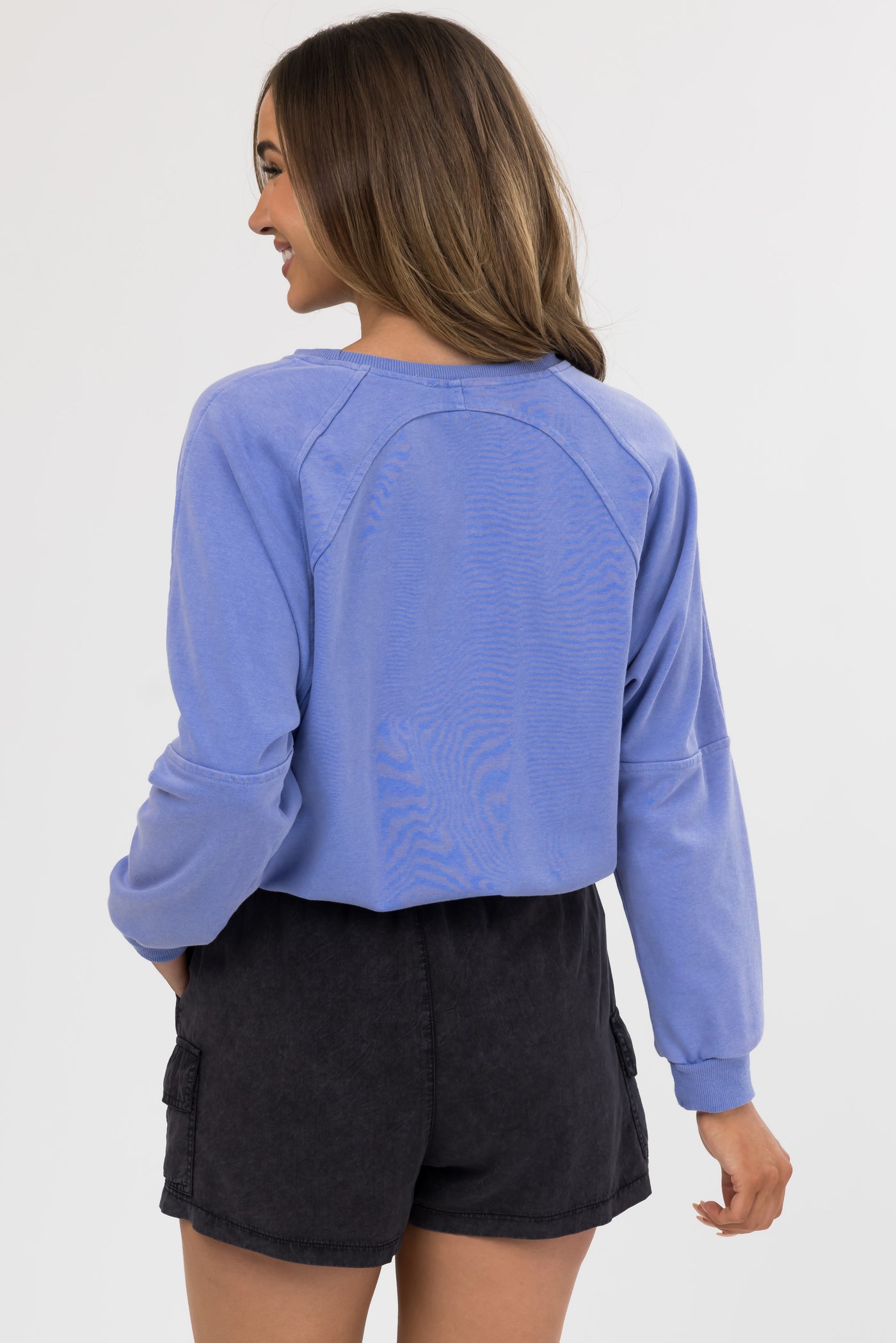 She+Sky Periwinkle Seam Detail Pullover Top