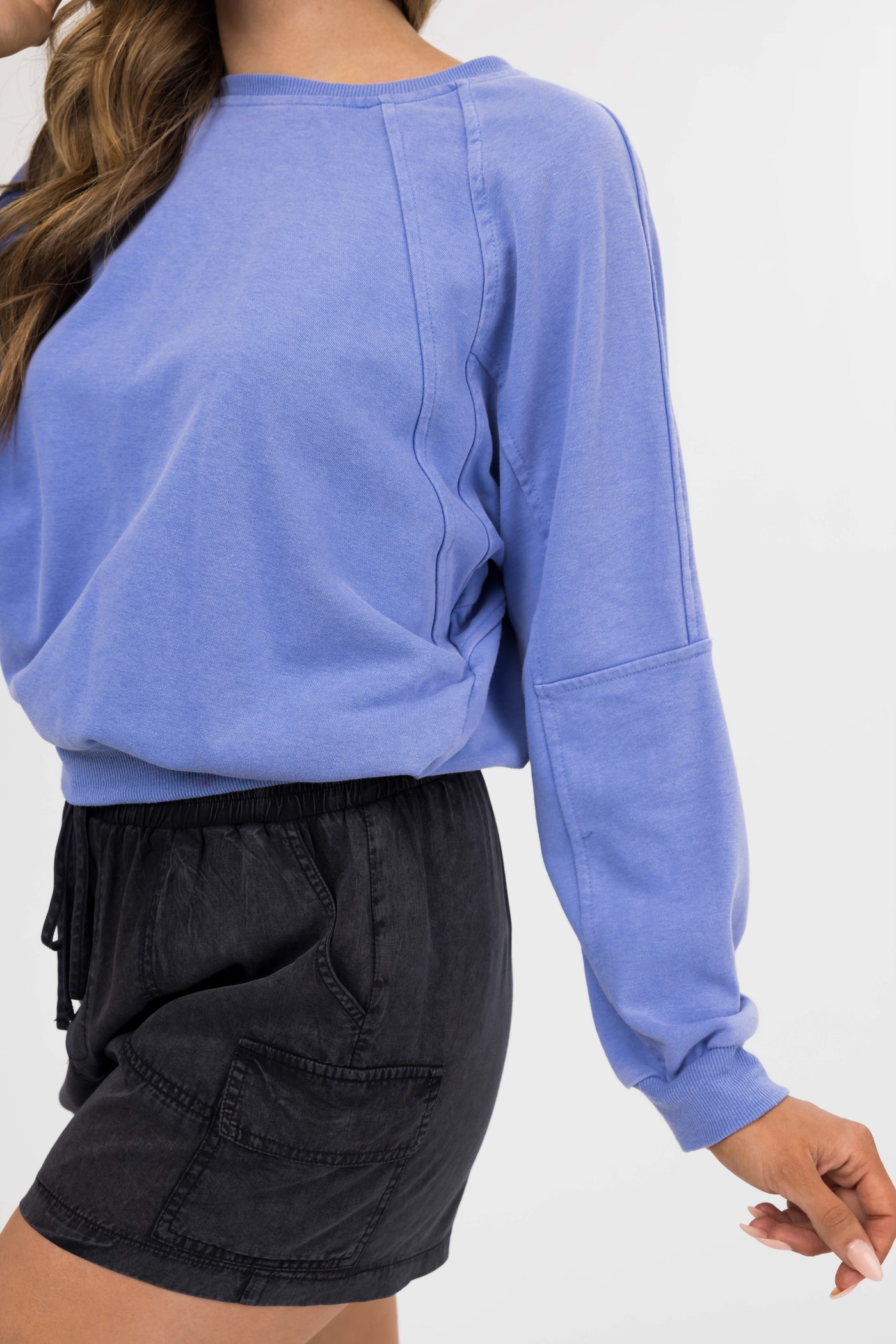 She+Sky Periwinkle Seam Detail Pullover Top