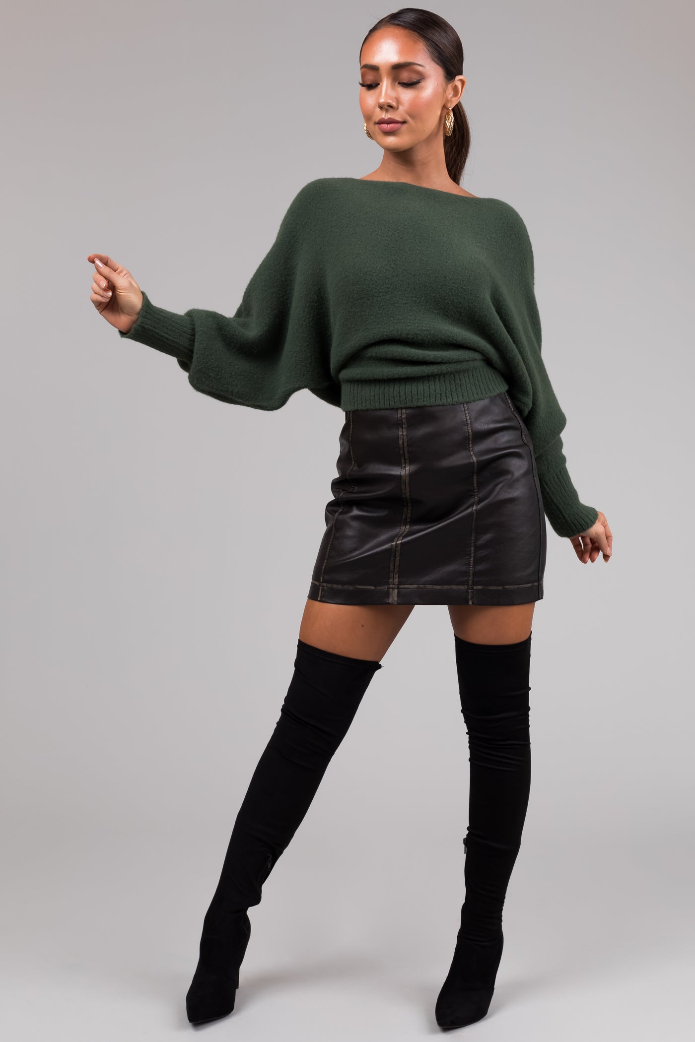 She+Sky Washed Black Faux Leather Mini Skirt