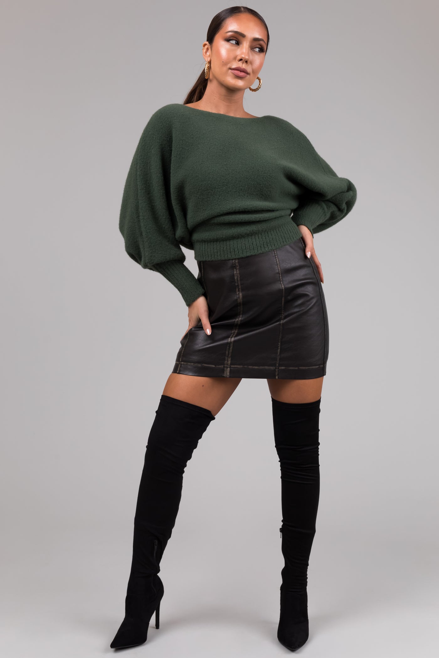 She+Sky Washed Black Faux Leather Mini Skirt