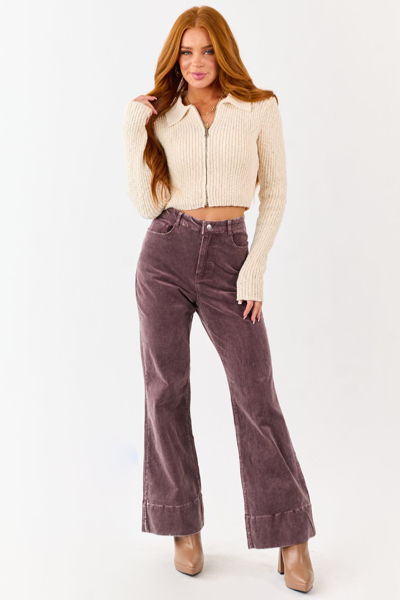 Sienna Mineral Wash Corduroy Flare Pants