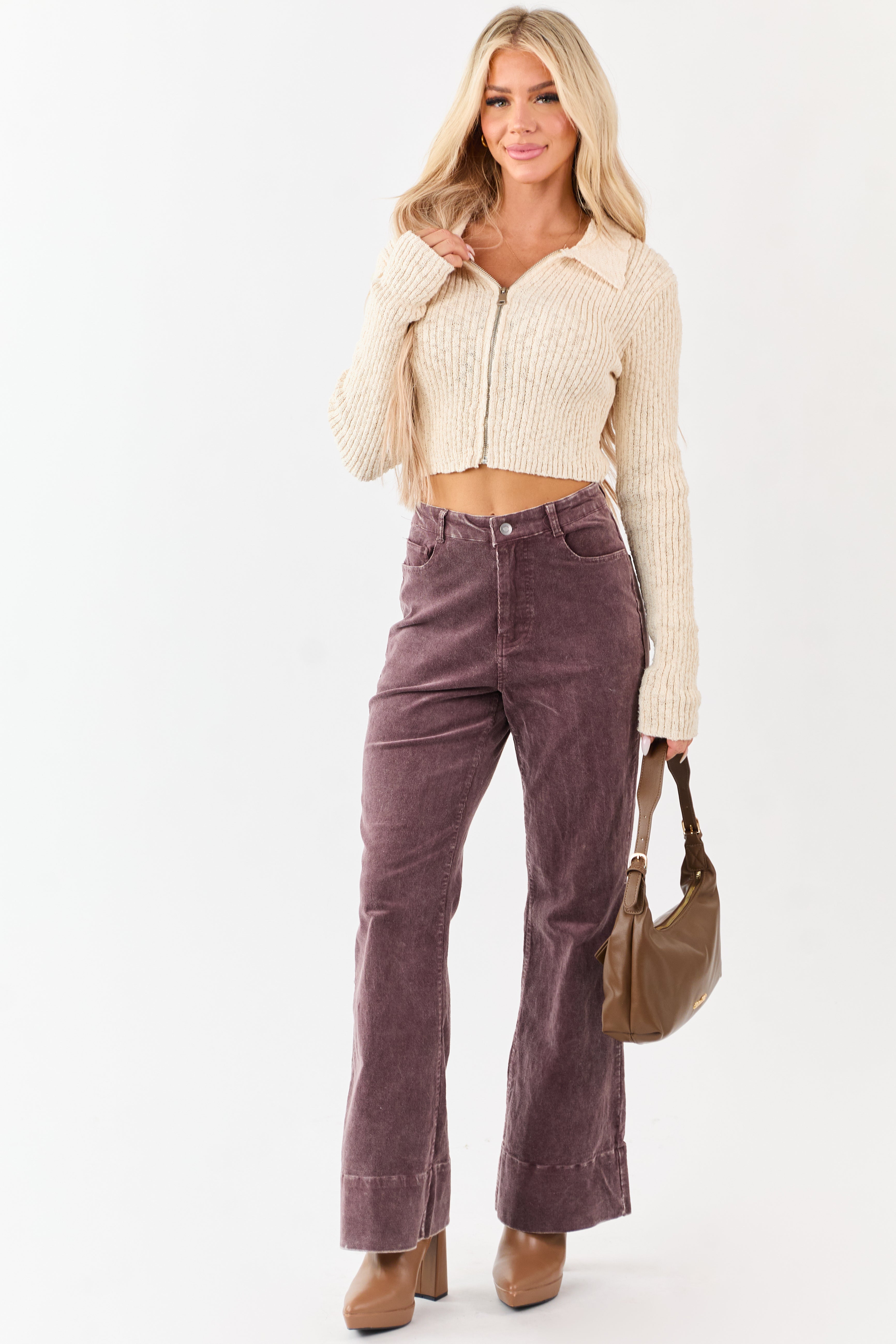 Sienna Mineral Wash Corduroy Flare Pants