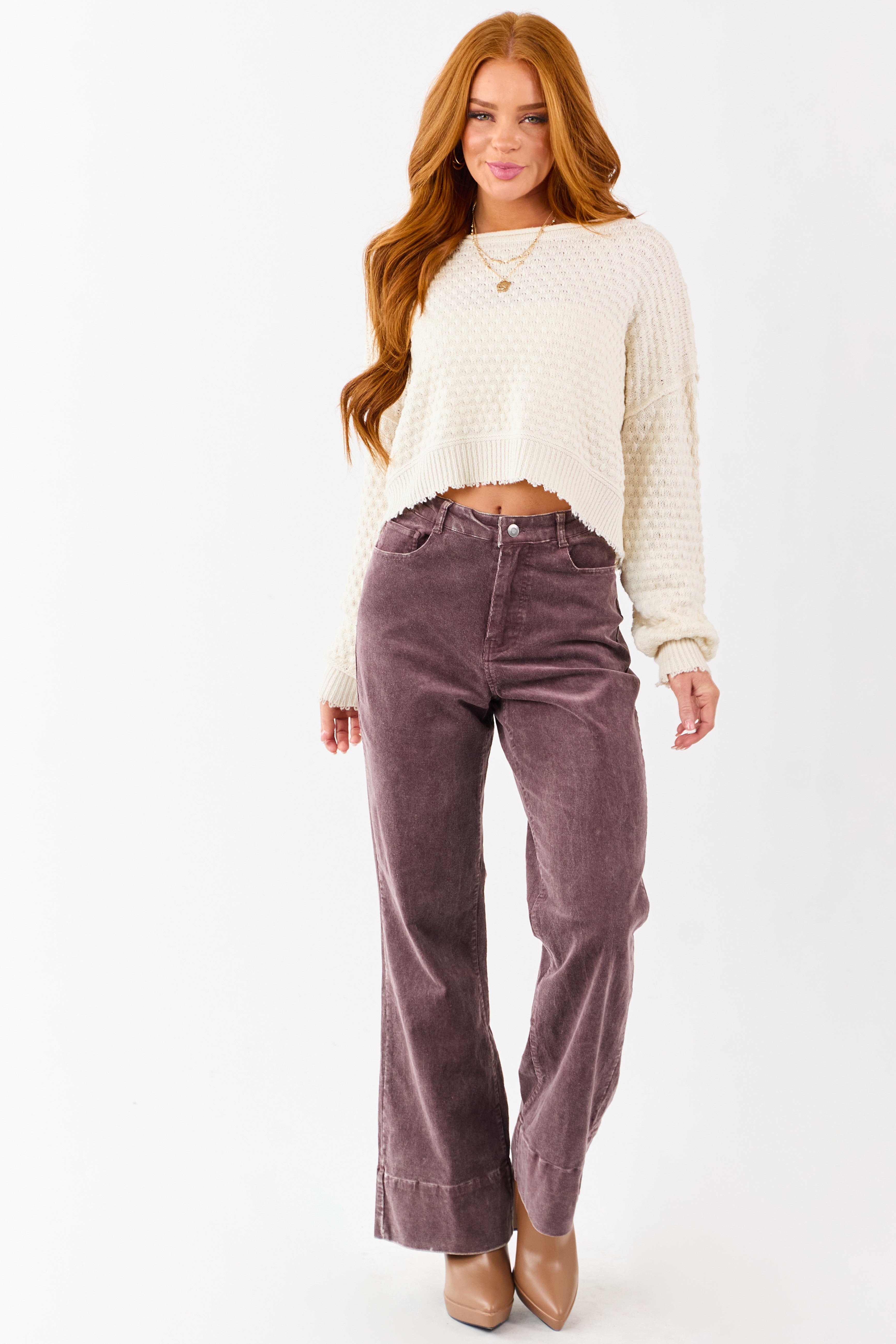 Sienna Mineral Wash Corduroy Flare Pants