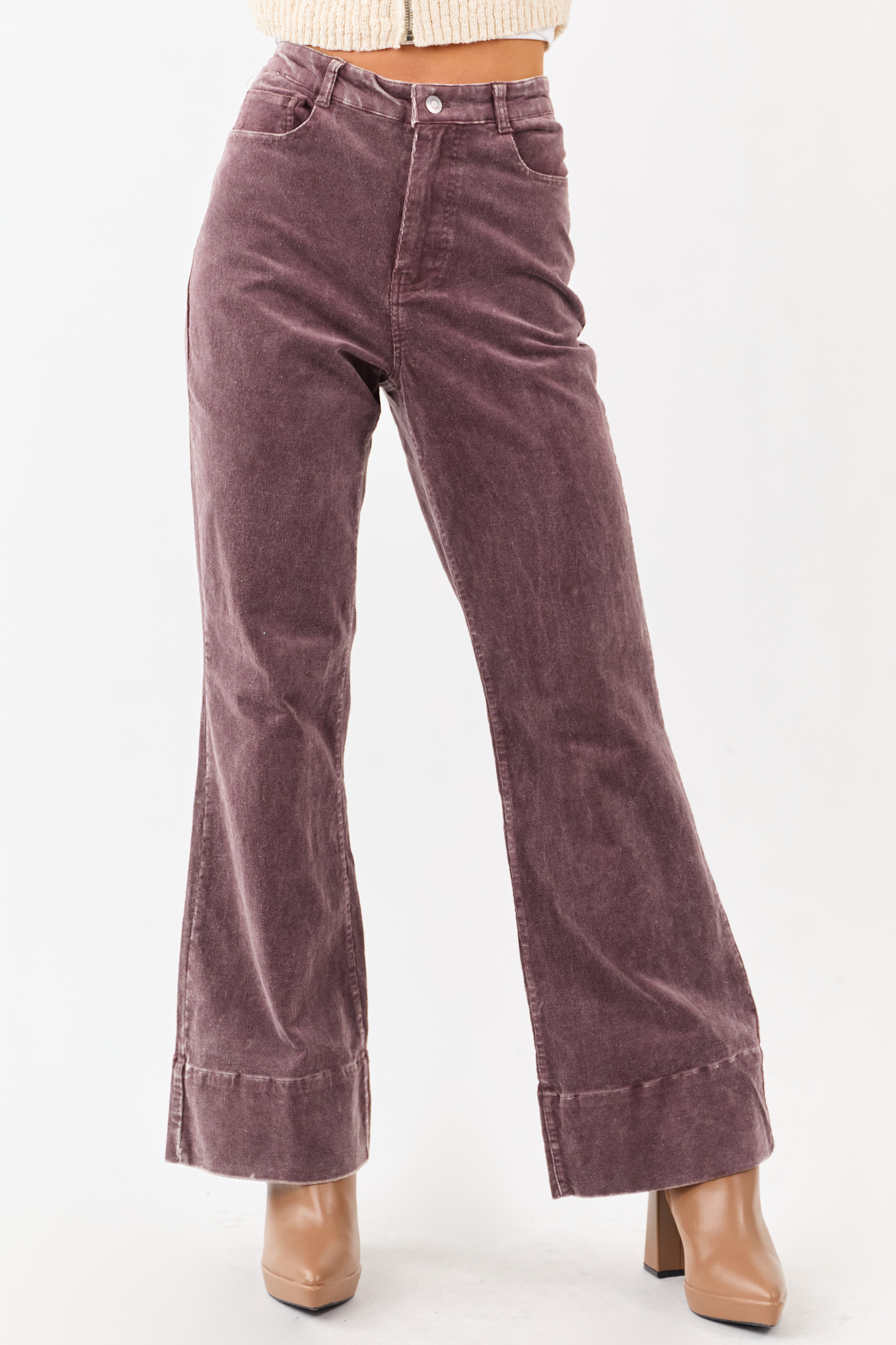 Sienna Mineral Wash Corduroy Flare Pants