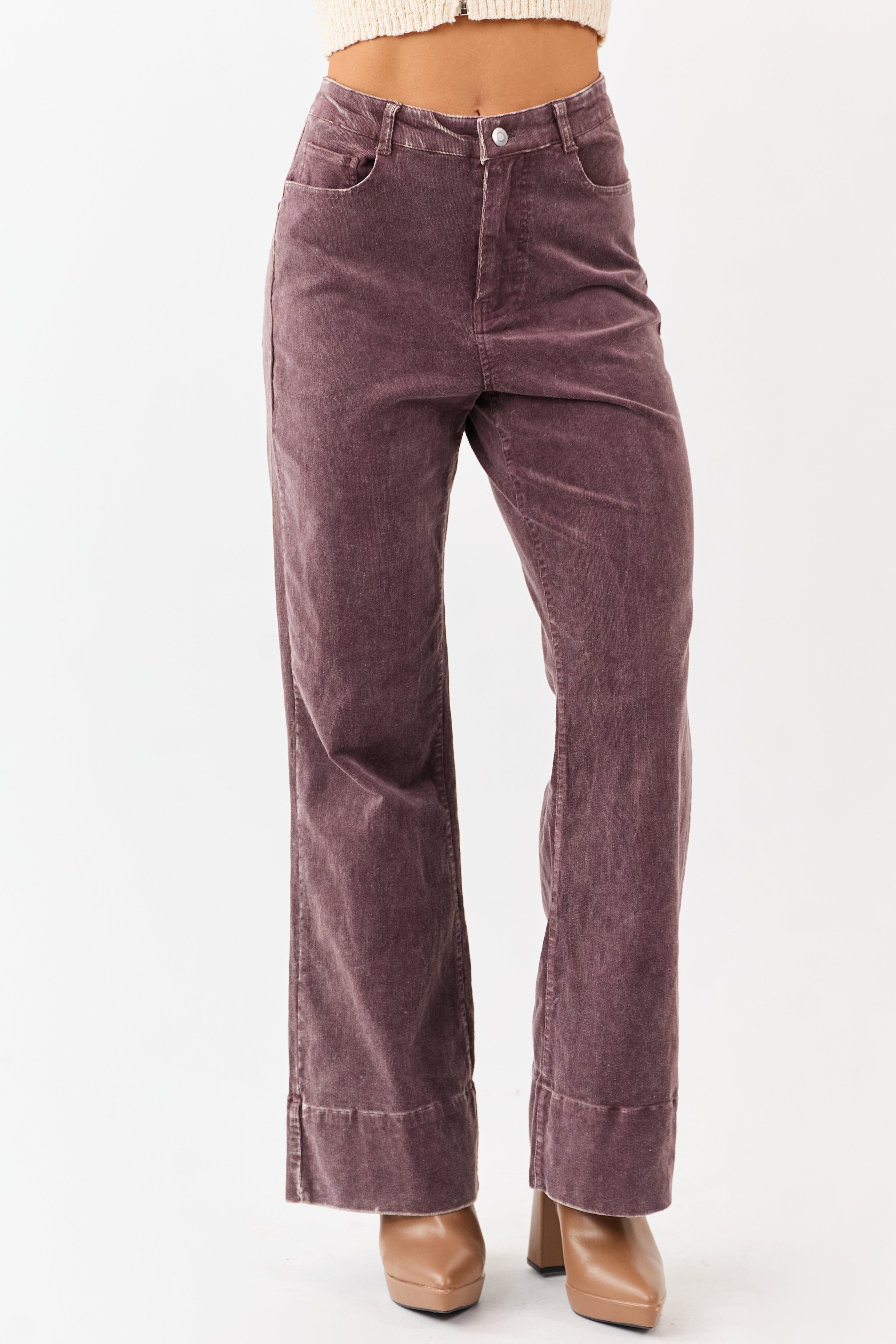 Sienna Mineral Wash Corduroy Flare Pants