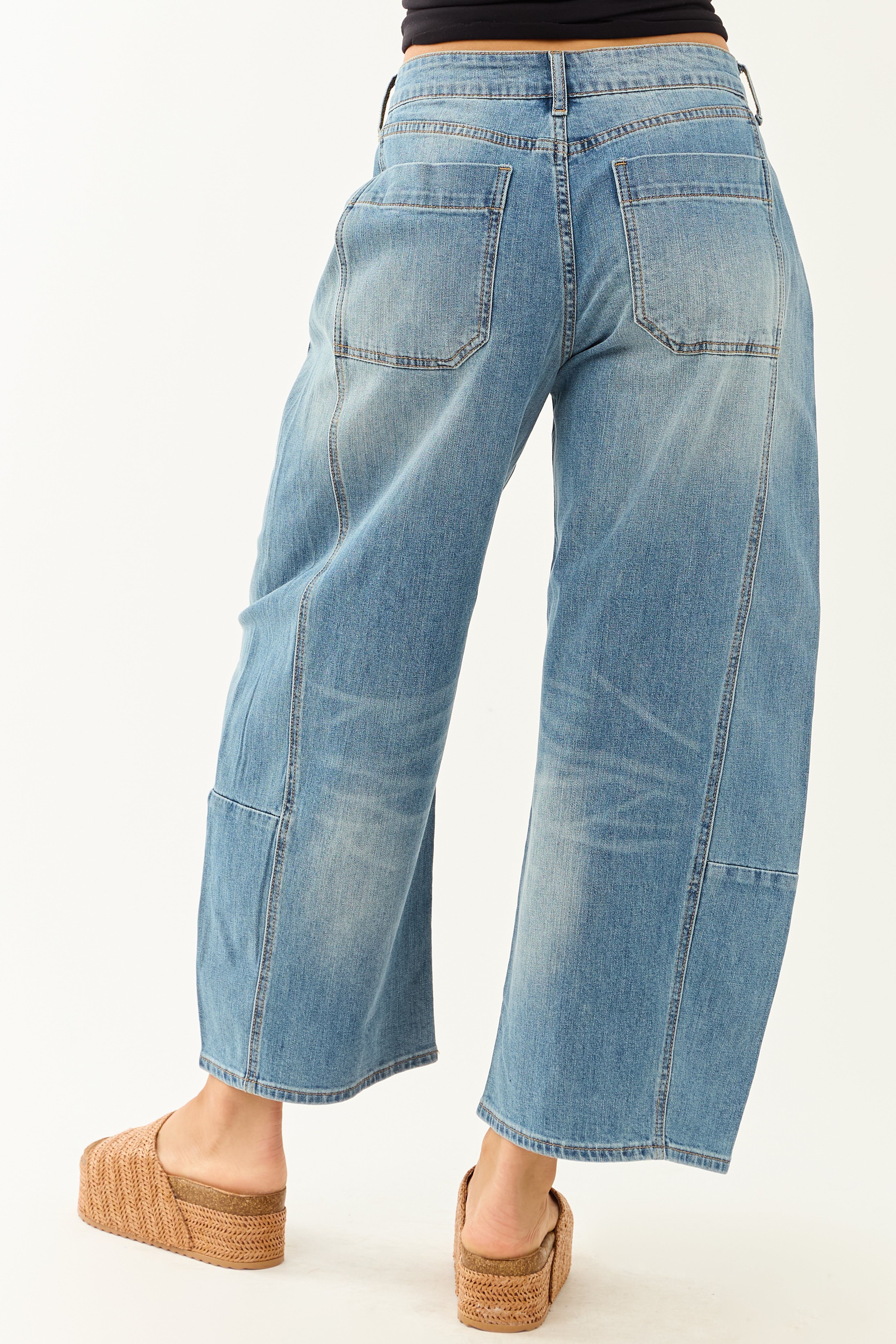 Signature 8 Medium Wash High Rise Barrel Jeans | Lime Lush Boutique