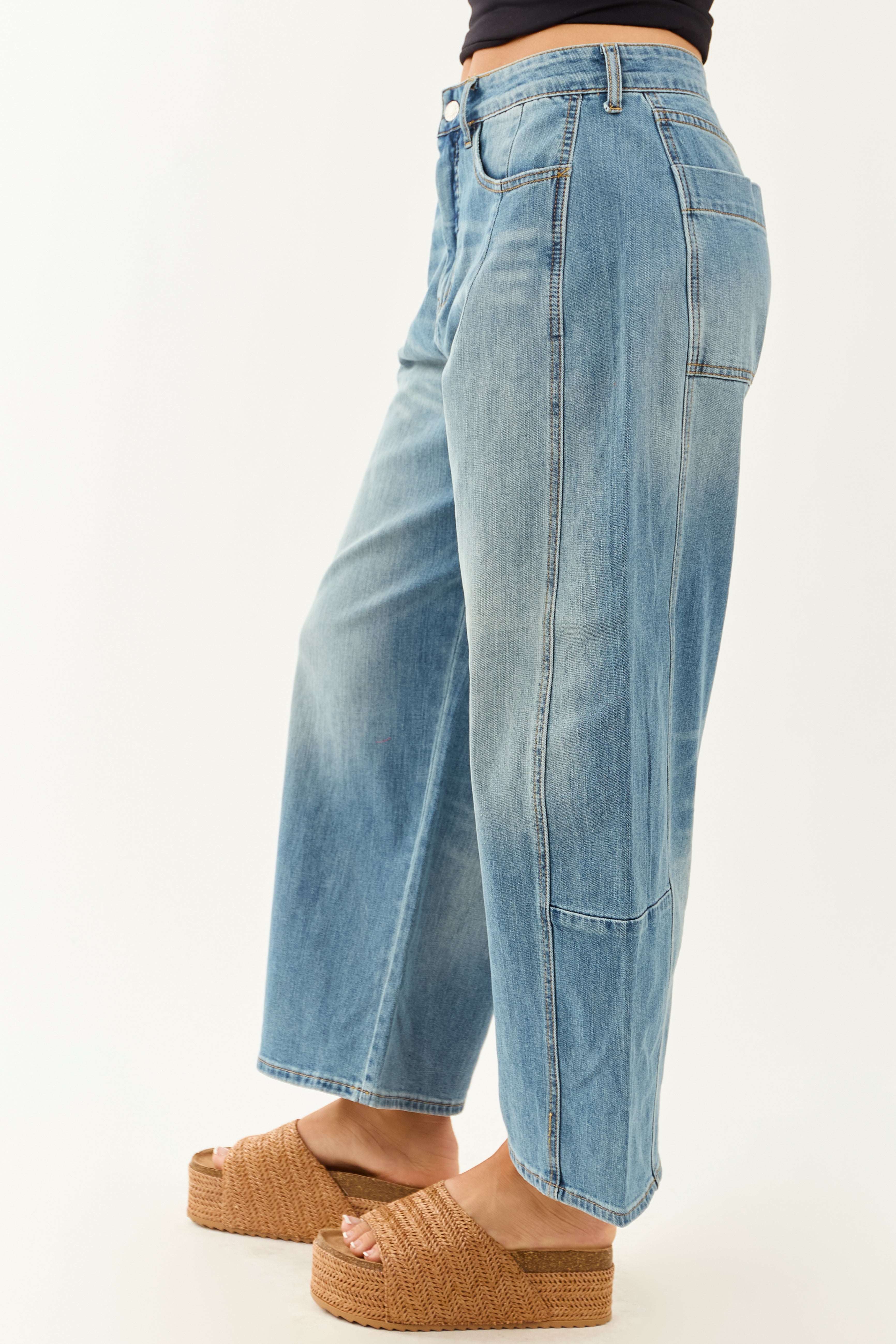 Signature 8 Medium Wash High Rise Barrel Jeans | Lime Lush Boutique