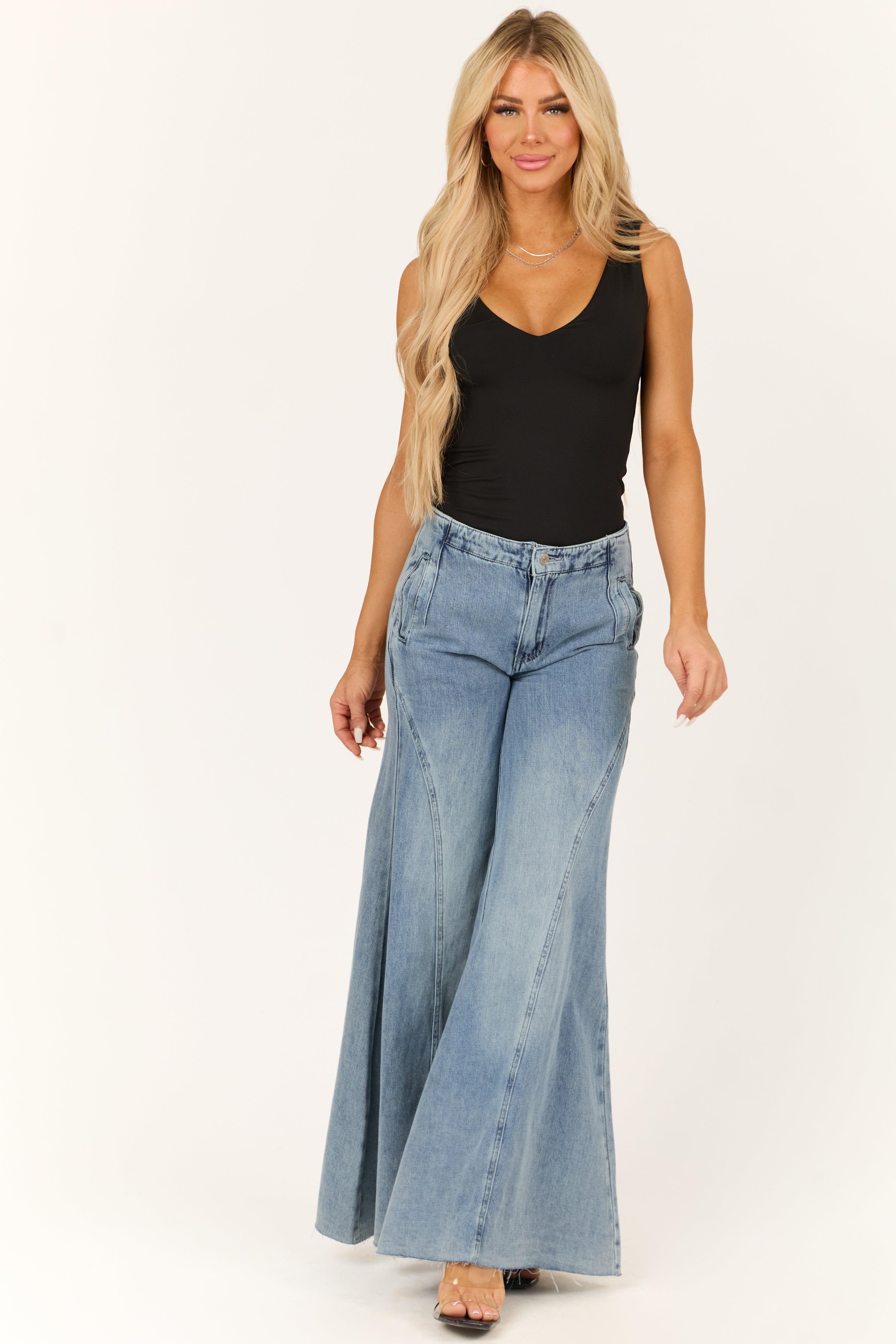 Signature 8 Medium Wash Super Wide Flare Jeans | Lime Lush Boutique