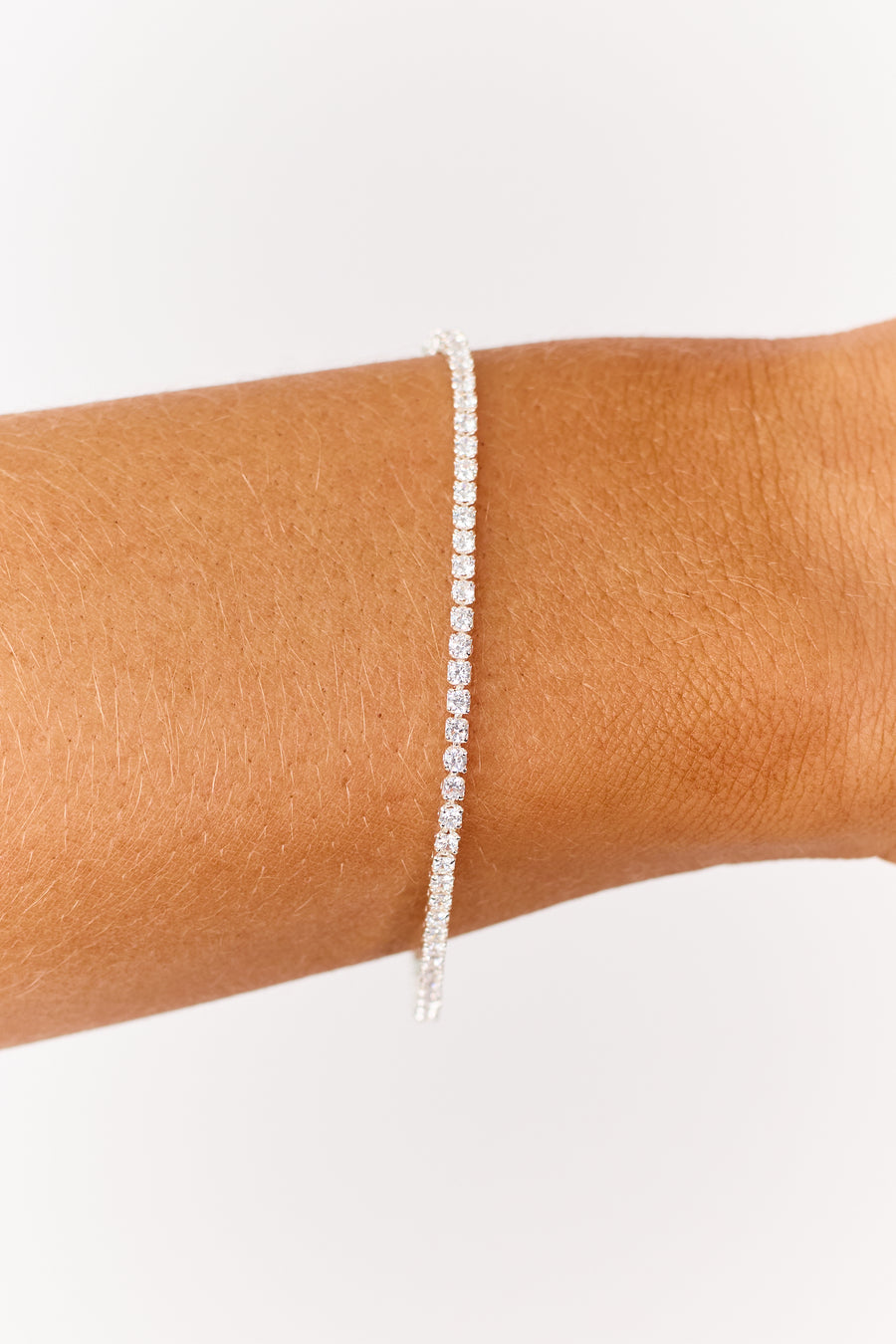 Silver Rhinestone Tennis Chain Bracelet