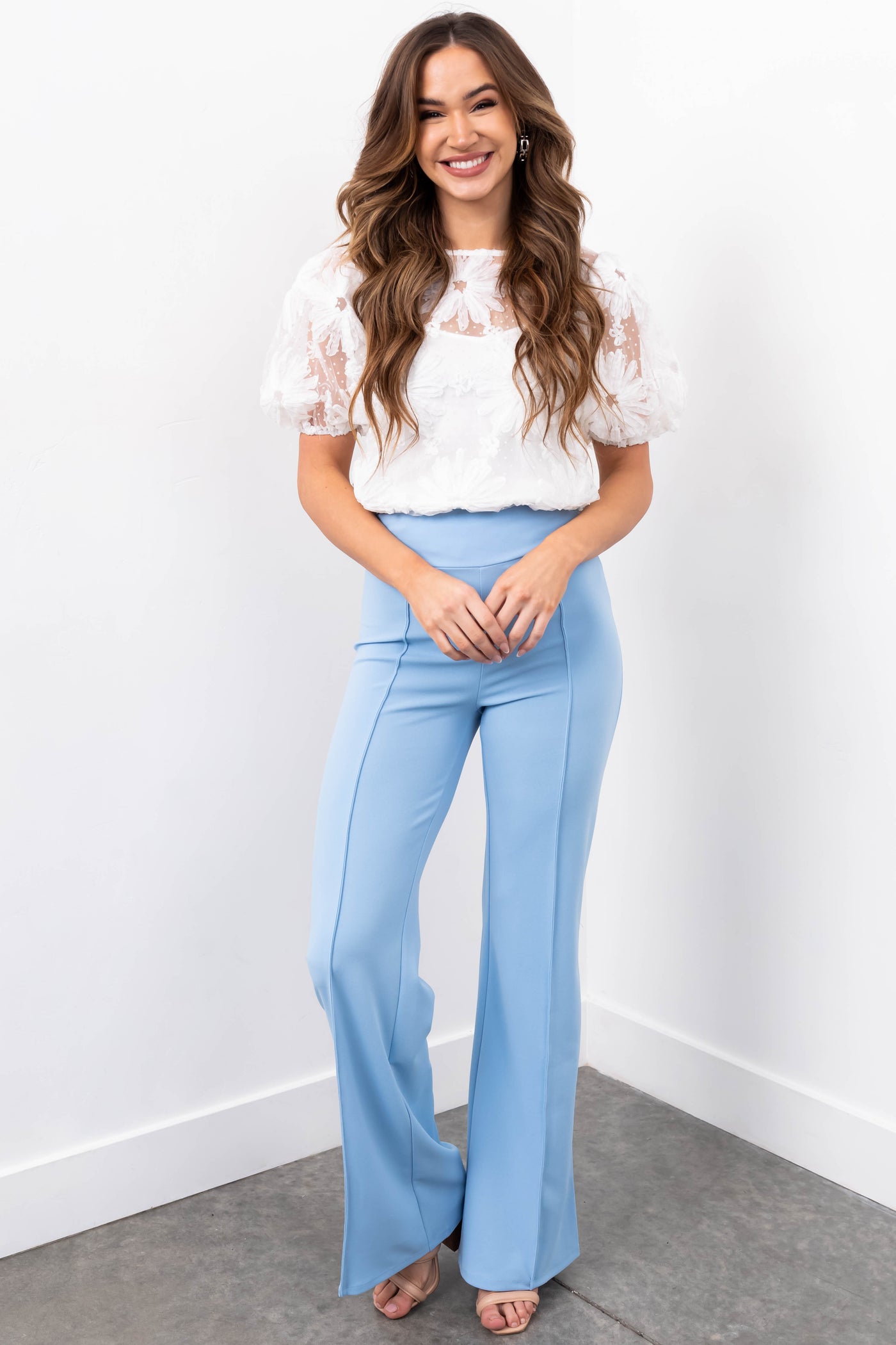 Straight Leg Pants Sky Blue Linen Pants Sky Blue