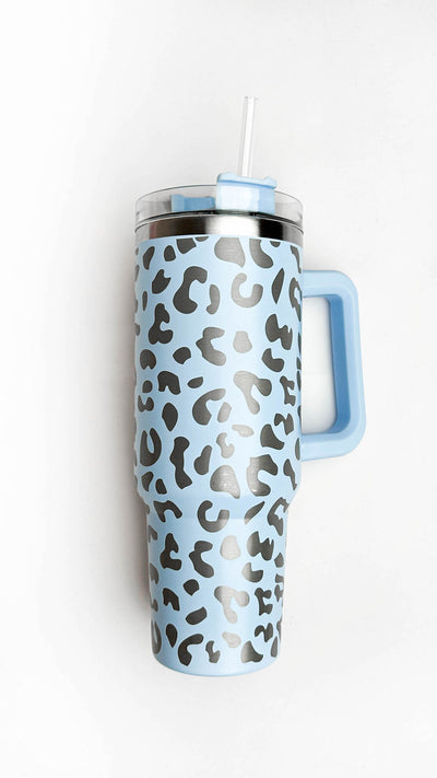 Sky Blue Leopard Print 40oz Tumbler