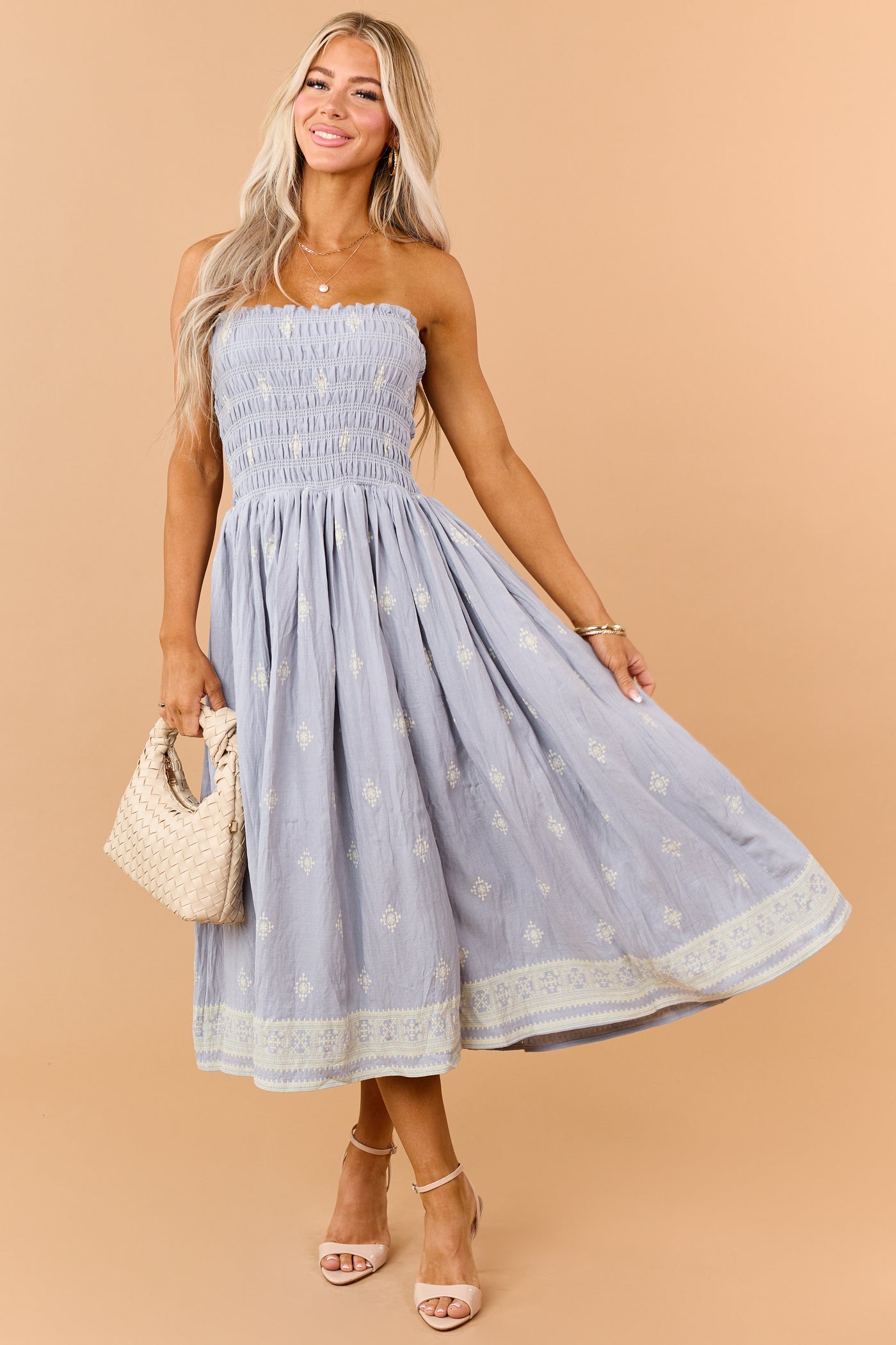 lush life linen strapless midi dress FREE PEOPLE Lush Life Linen Strapless Midi Dress