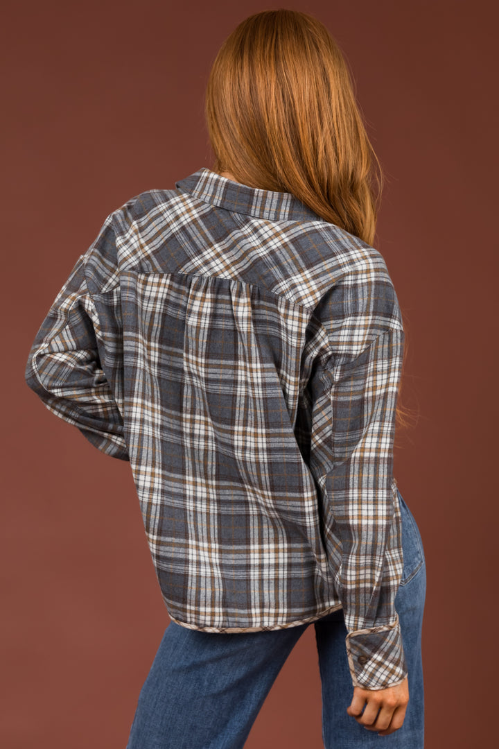 Slate Plaid Double Chest Pocket Soft Flannel
