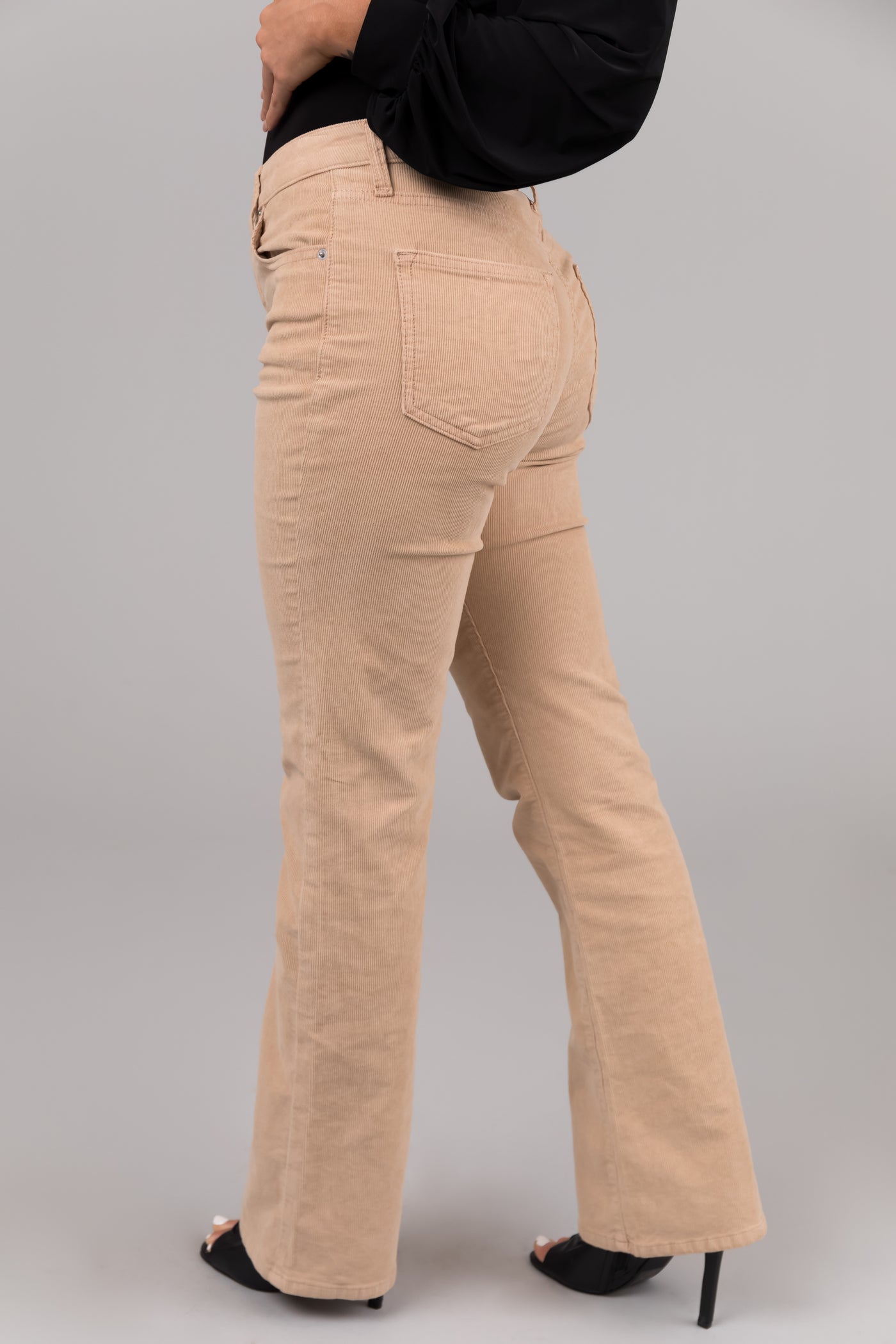 Sneak Peak Beige Corduroy Slim Bootcut Jeans