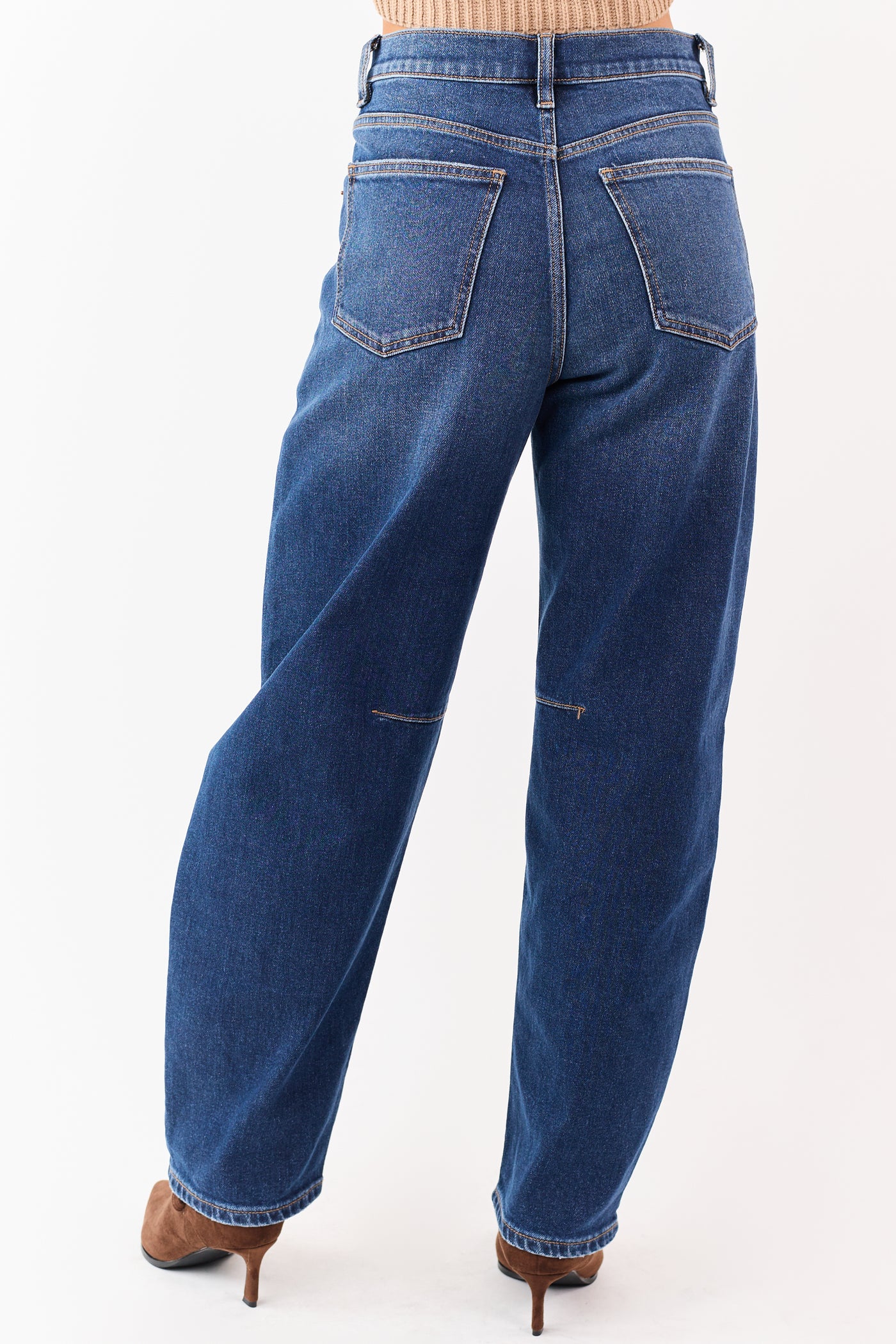 Sneak Peek Dark Wash High Rise Stretchy Barrel Jeans