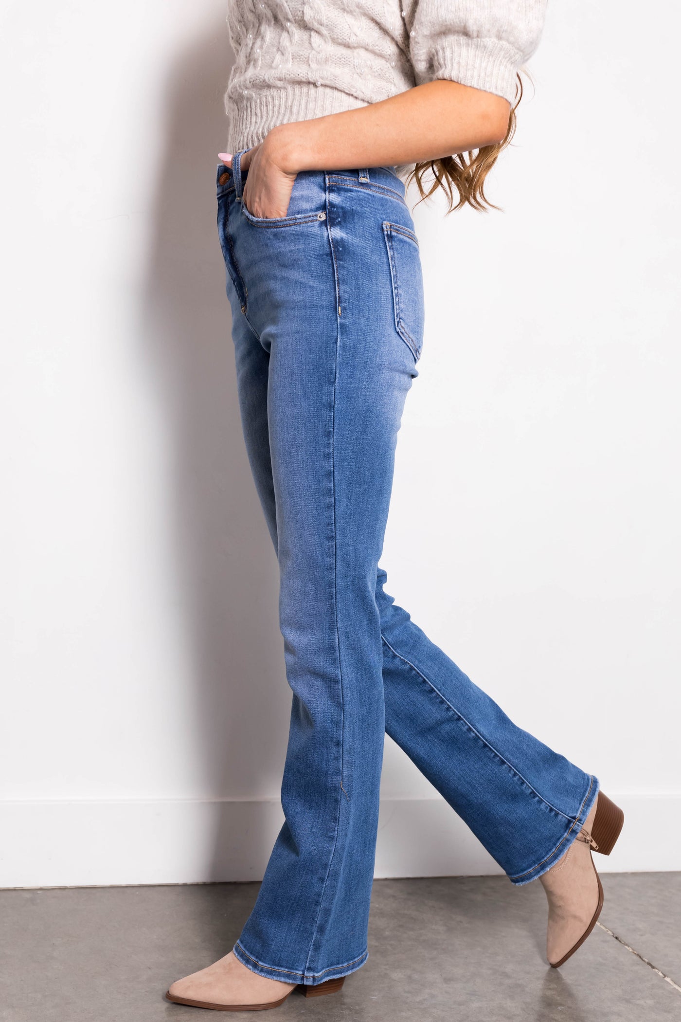 Sneak Peek Medium Wash Slim Bootcut Jeans