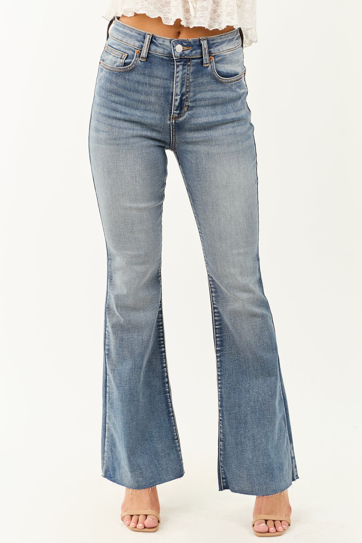 Sneak Peek Medium Wash Stretchy Flare Jeans