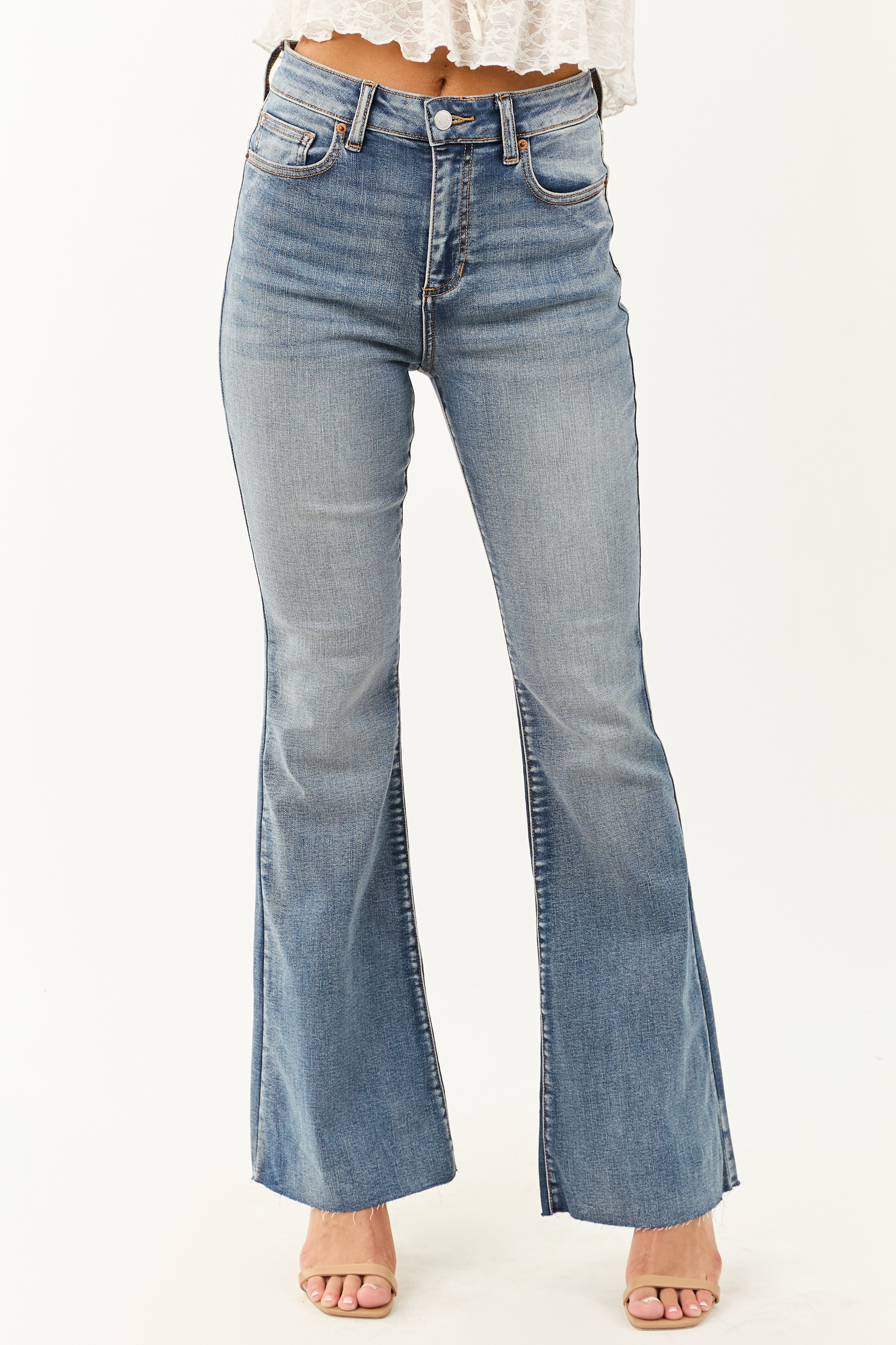 Sneak Peek Medium Wash Stretchy Flare Jeans