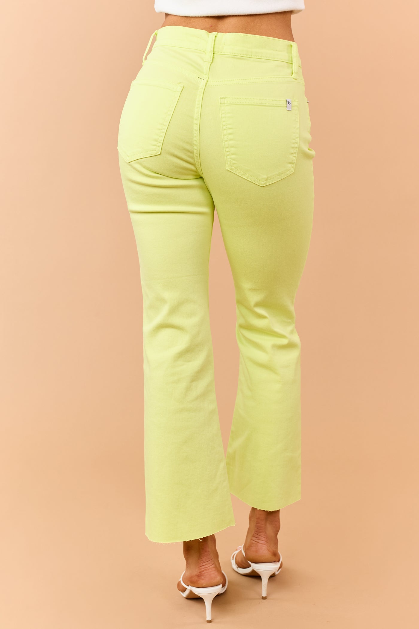 Sneak Peek Neon Lime Stretchy Kick Flare Jeans
