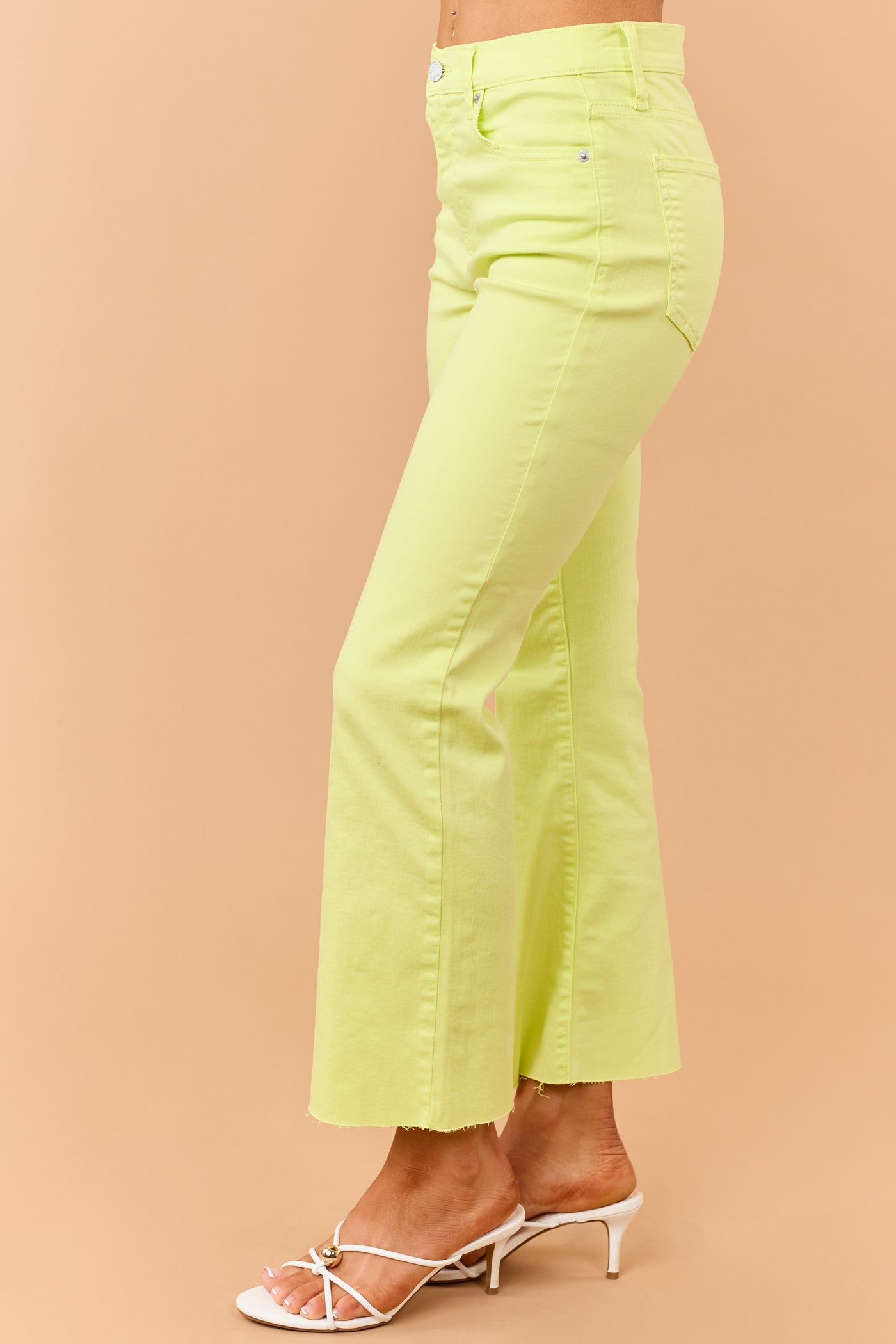 Sneak Peek Neon Lime Stretchy Kick Flare Jeans