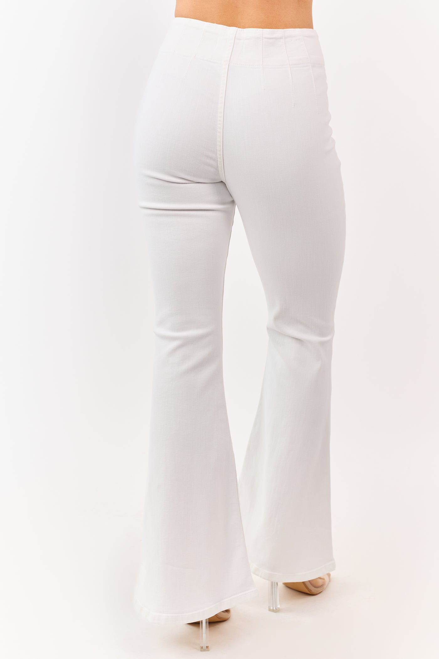 Sneak Peek Off White Flare Leg Stretchy Jeans