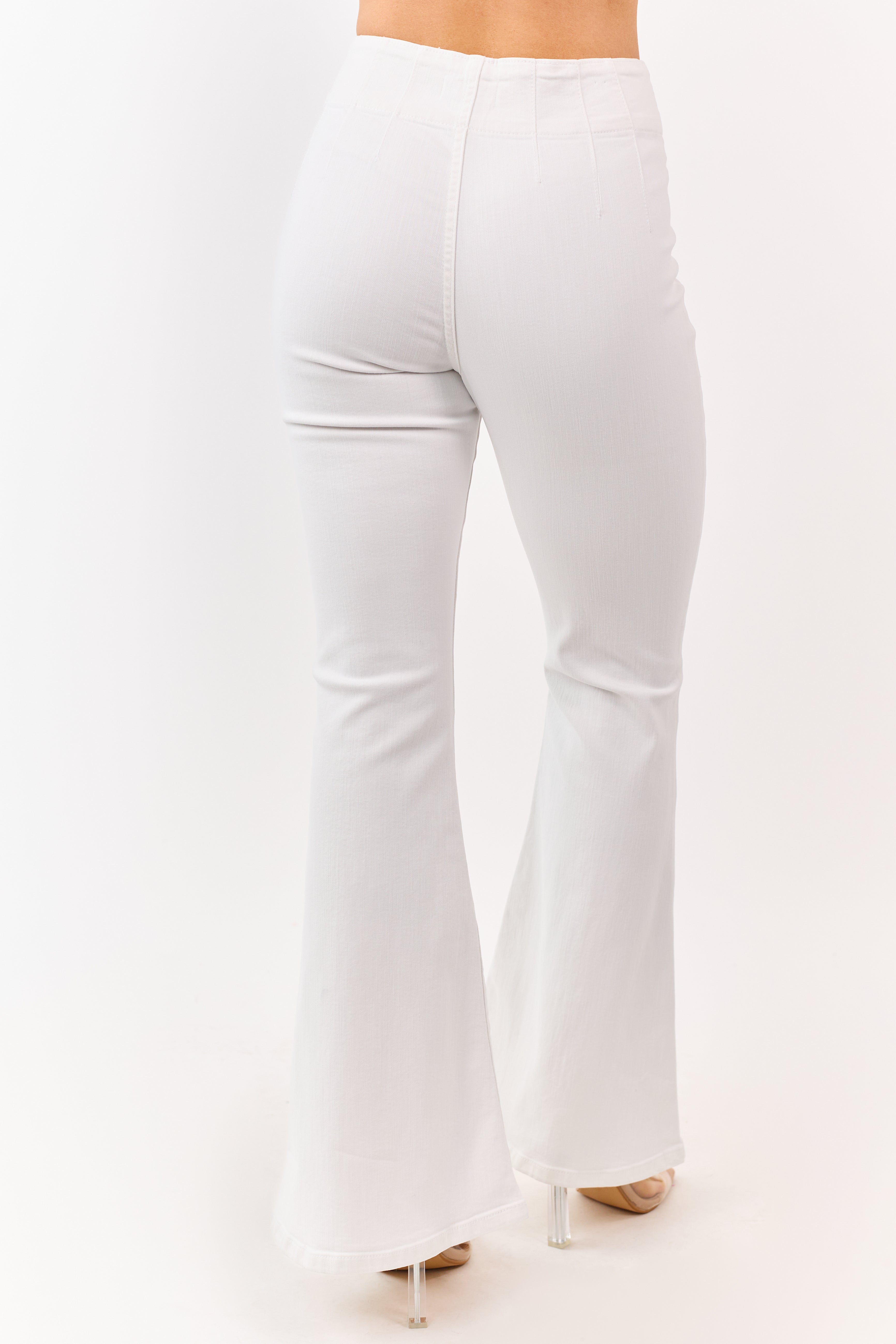 Sneak Peek Off White Flare Leg Stretchy Jeans