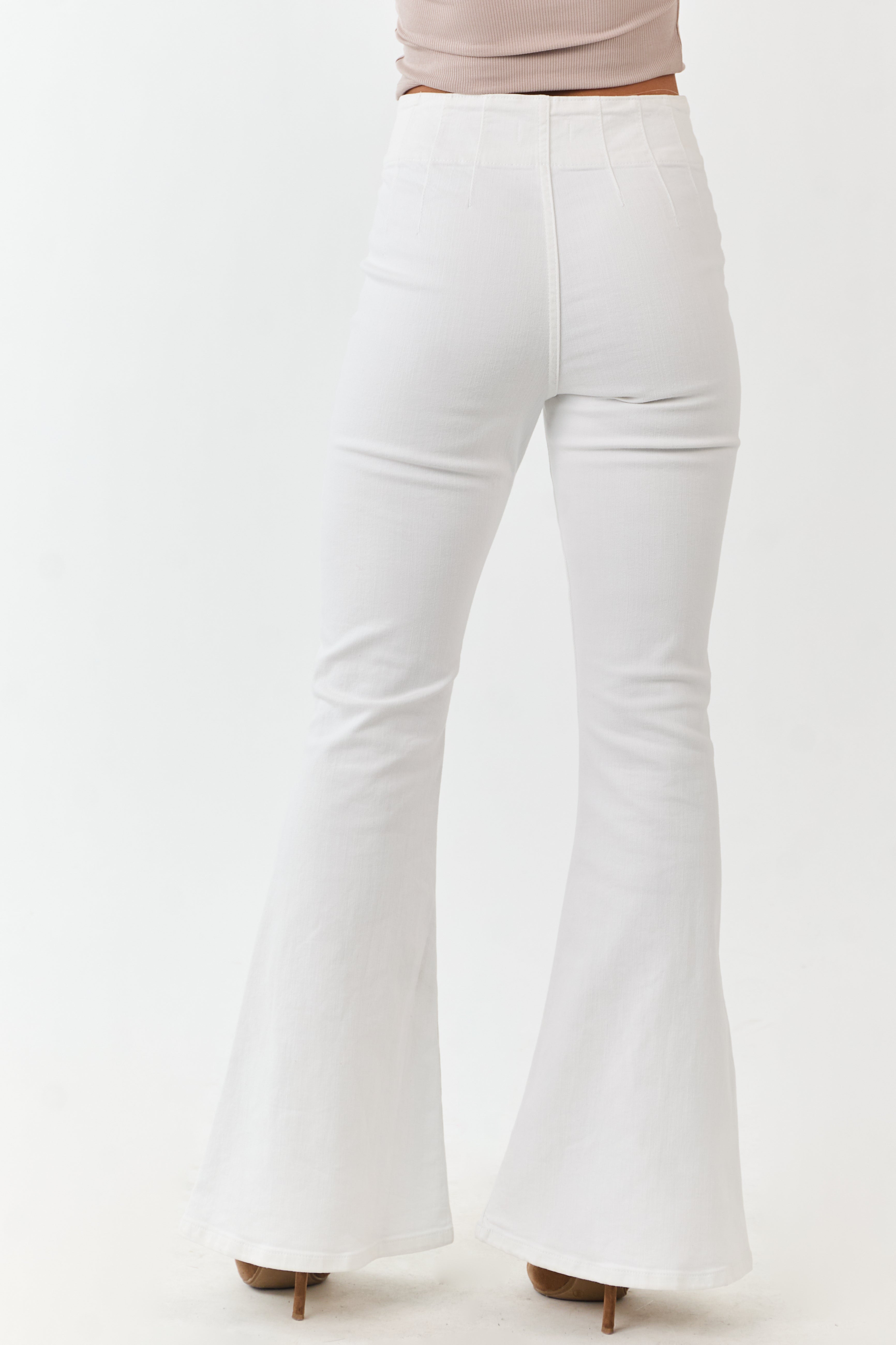 Sneak Peek Off White Flare Leg Stretchy Jeans