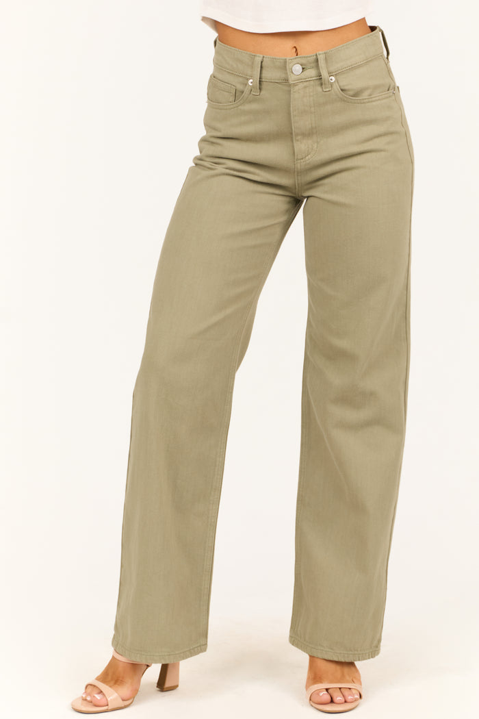 Olive Snakeskin High Rise Pants - Small