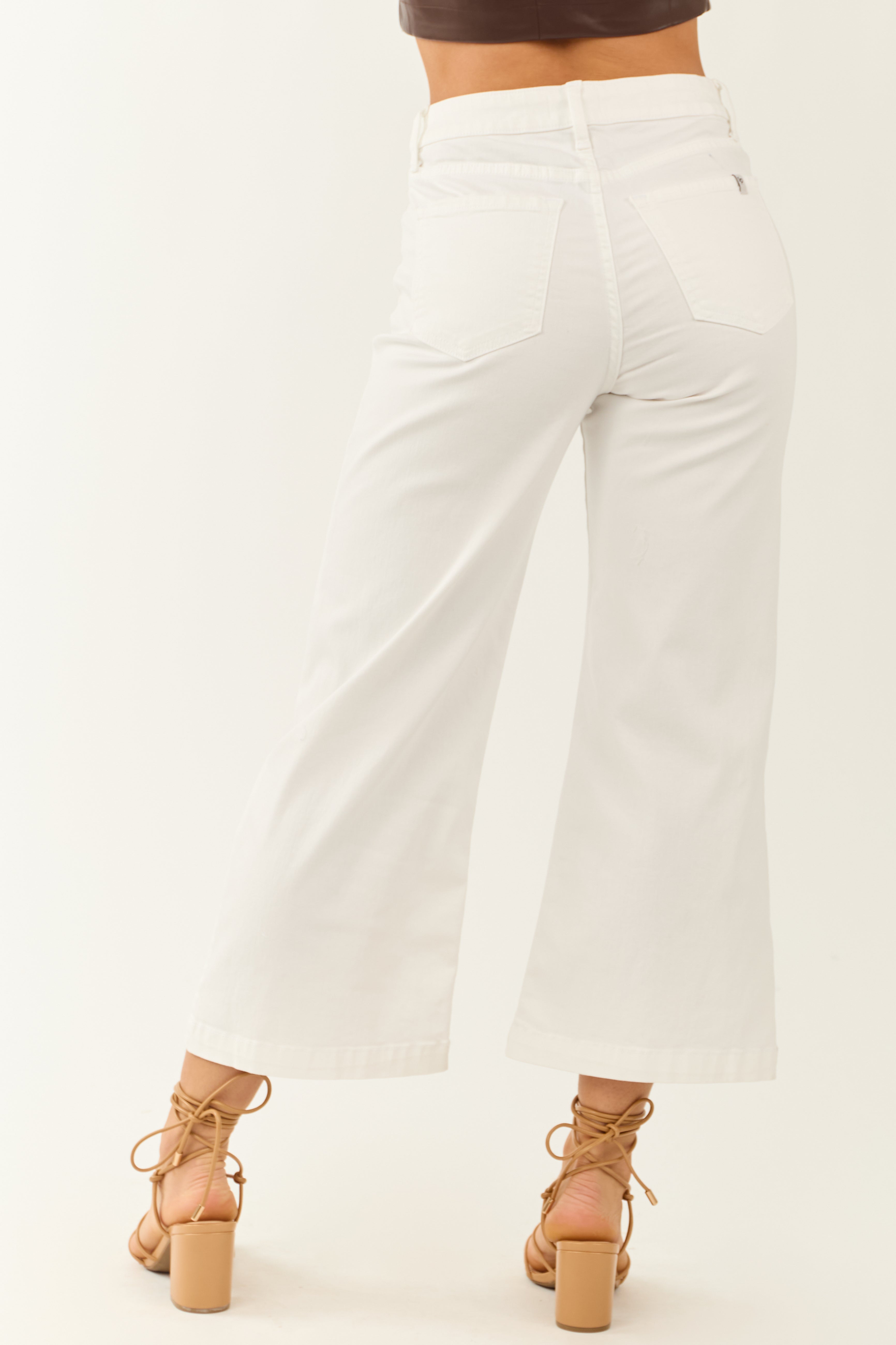 Sneak Peek White High Rise Stretchy Wide Leg Jeans | Lime Lush Boutique