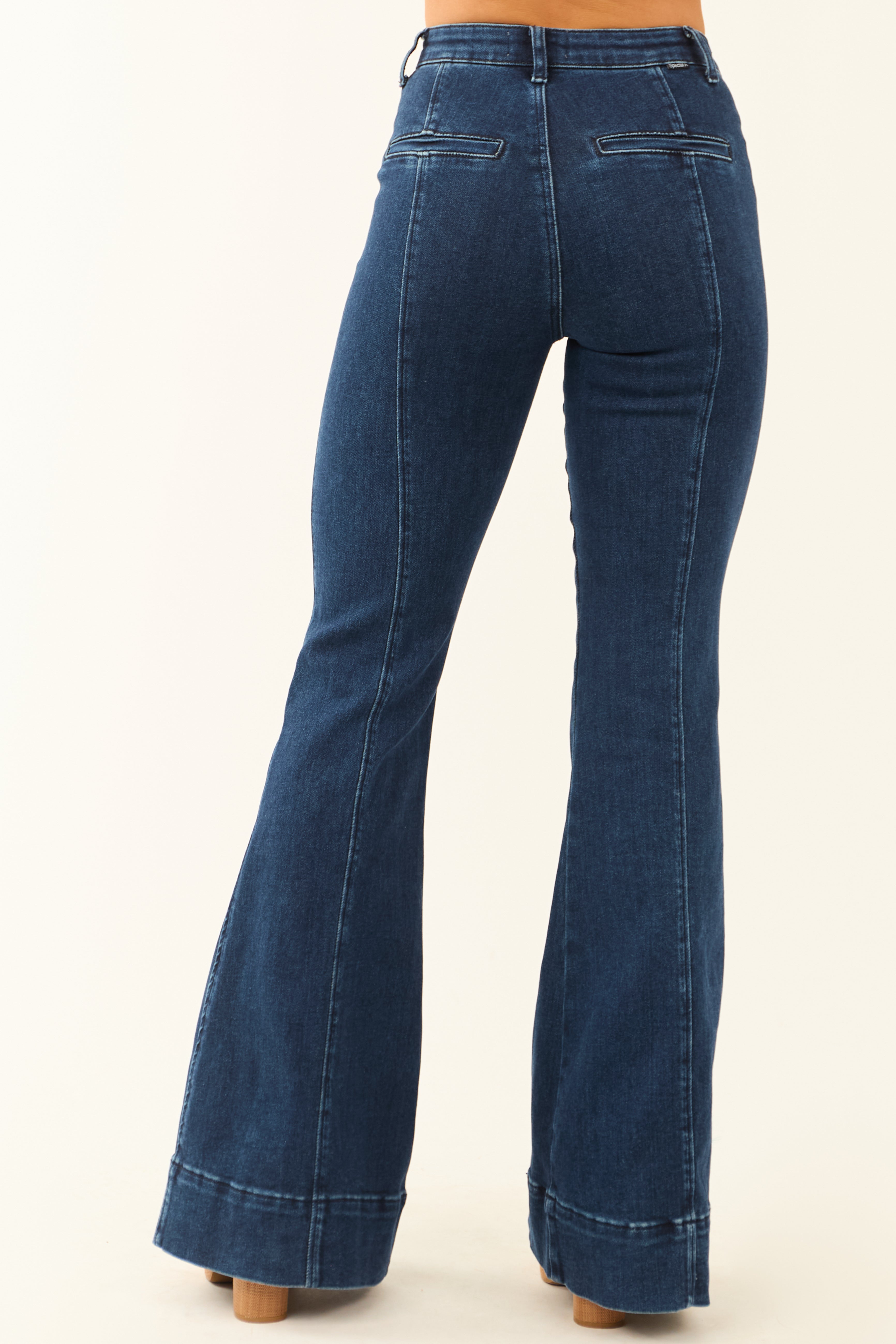 Special A Dark Tummy Control Stretchy Flare Jeans | Lime Lush Boutique