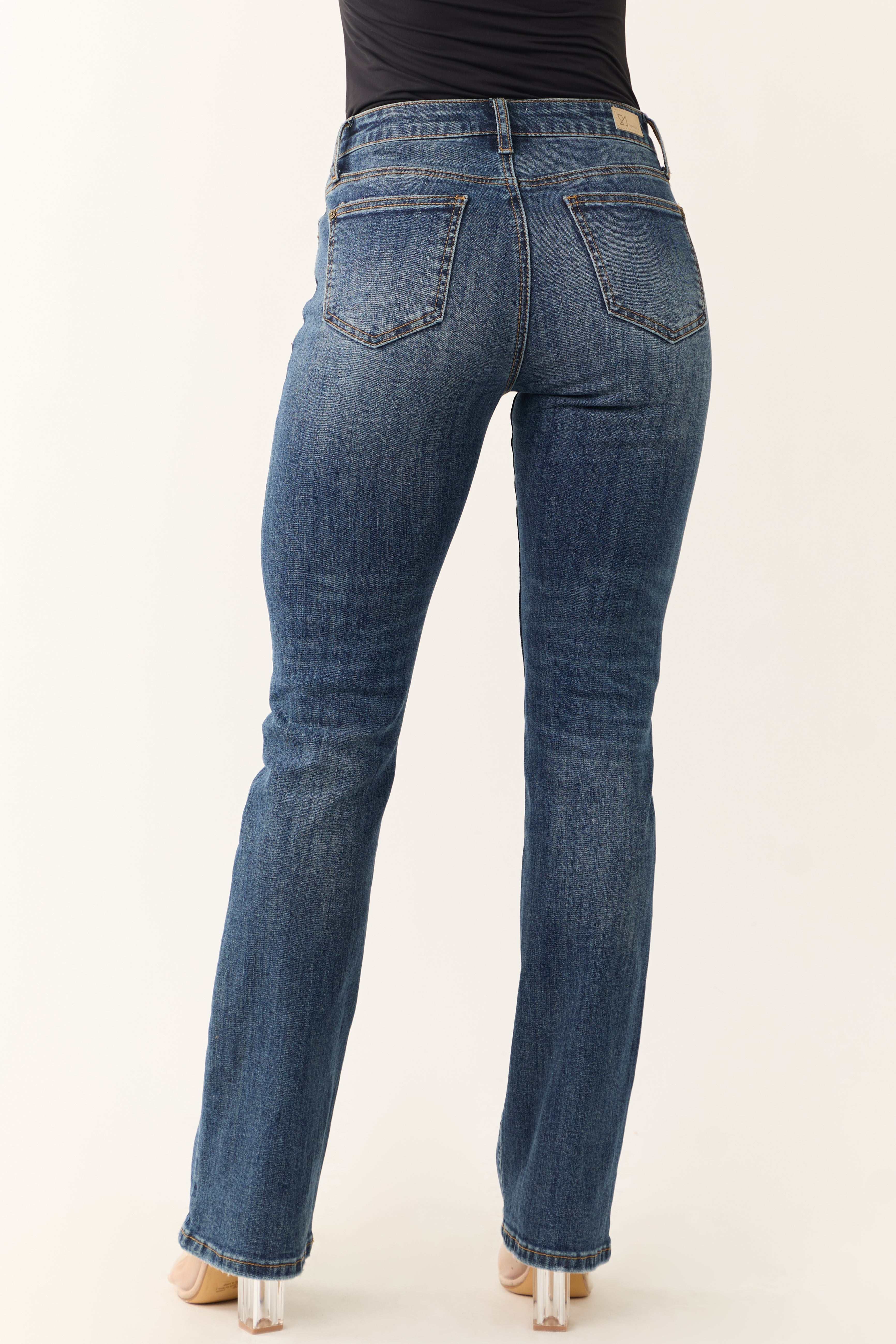 [LOW CLASSIC] / ☆ 25SS SLIM BOOT-CUT JEANS / DARK BLUE Special A Dark Wash Slender Bootcut Jeans | Lime Lush Boutique