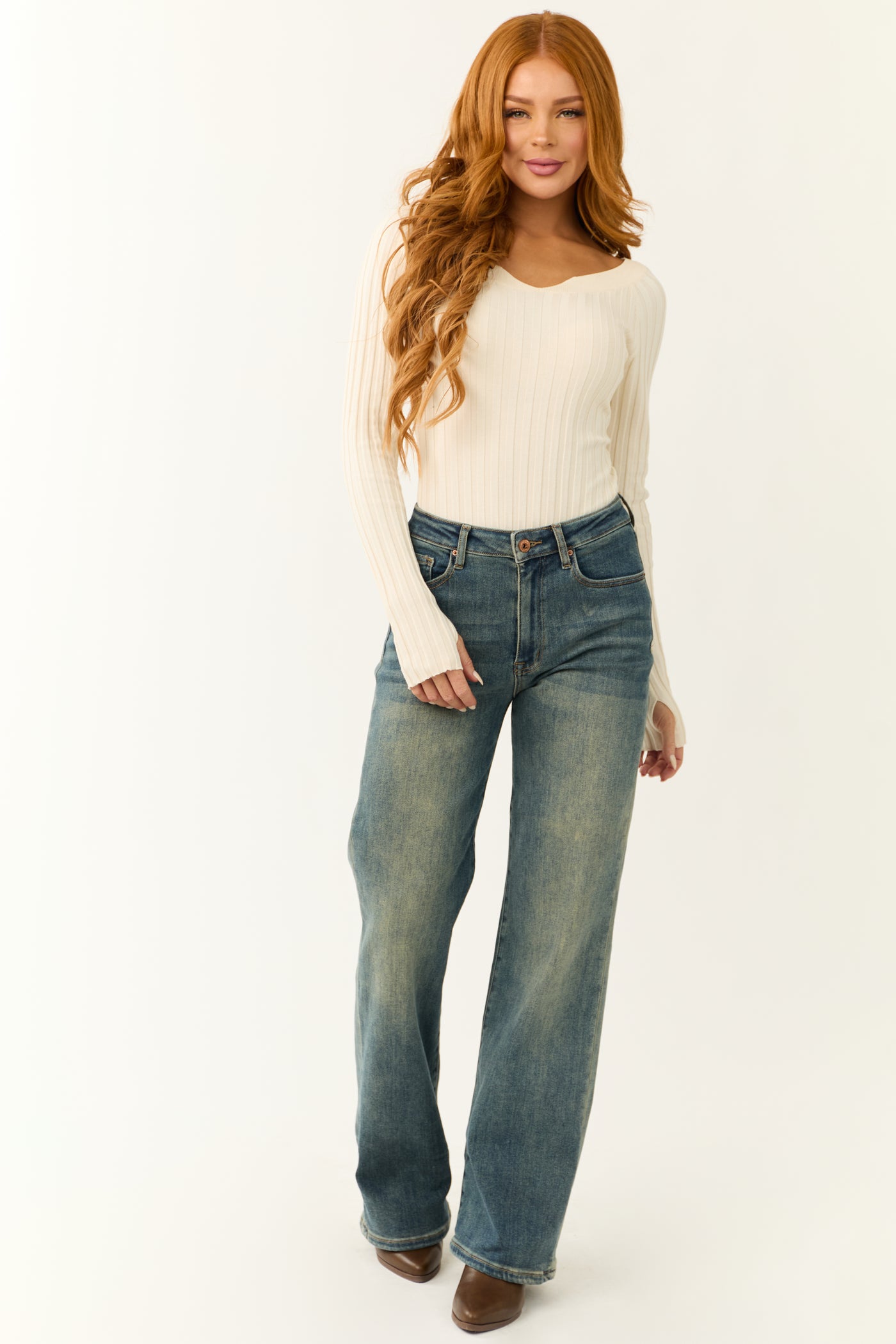 Saige Dark Vintage Tummy Control Stretchy Straight Jeans