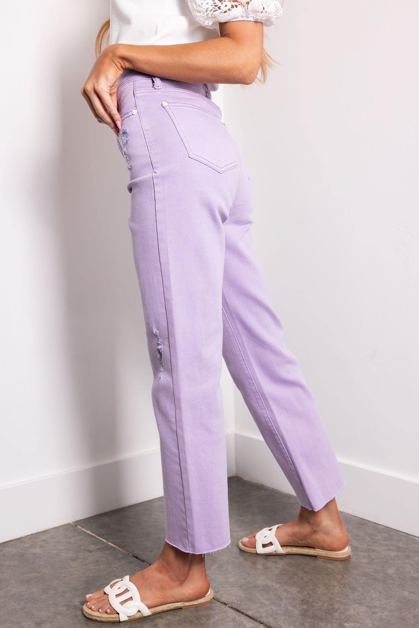 Special A Lavender High Rise Straight Leg Jeans