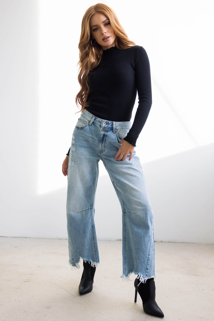 Super Cute Lace Hem Jeans