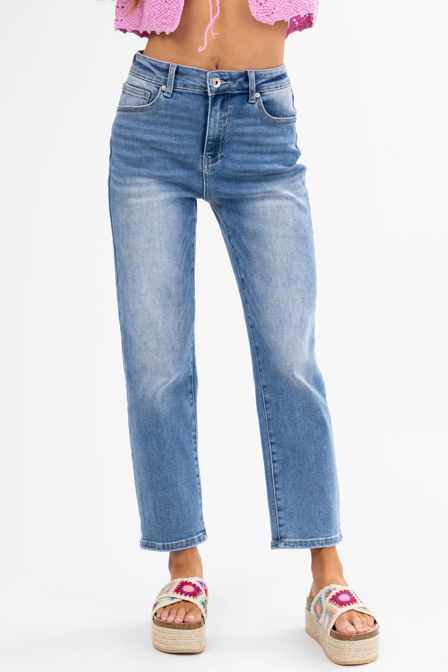 Special A Medium Wash Relaxed Mom Jeans