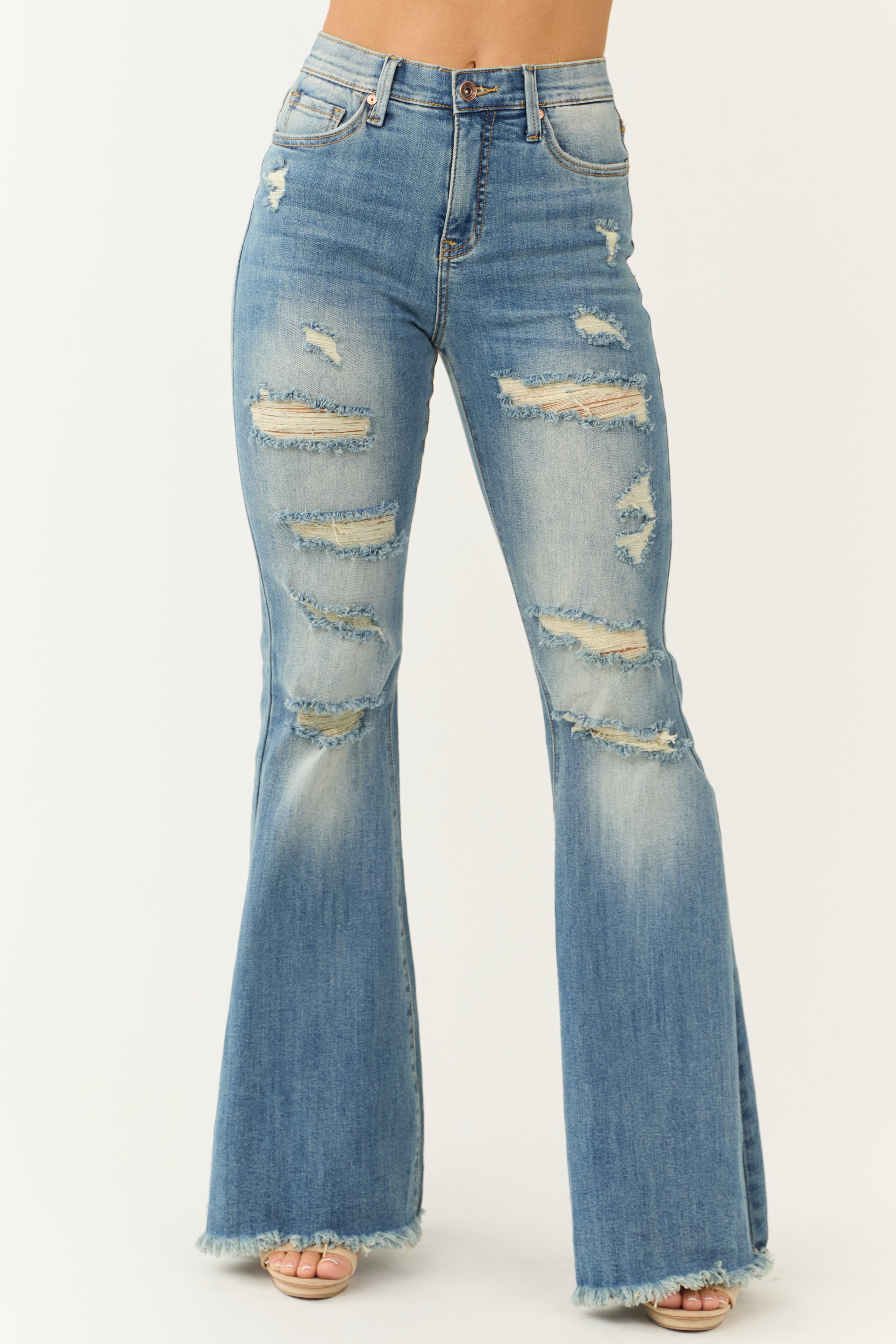 Special A Medium Wash Tummy Control Flare Jeans | Lime Lush Boutique