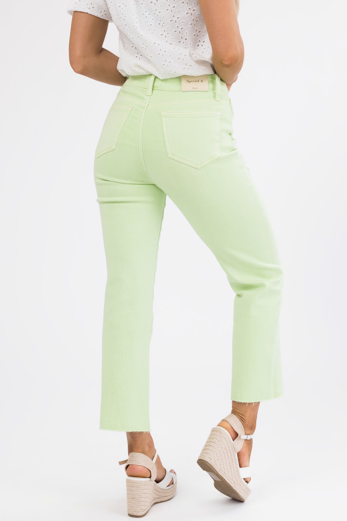 Special A Neon Mint High Rise Straight Leg Jeans
