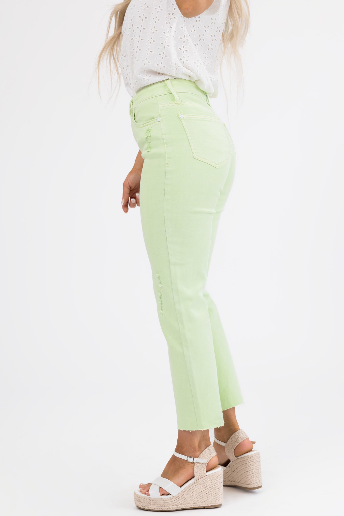 Special A Neon Mint High Rise Straight Leg Jeans