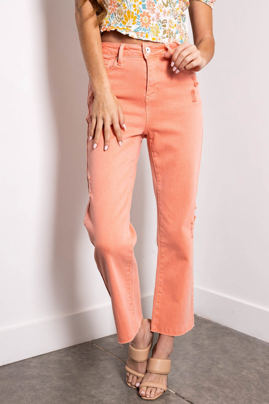 Special A Salmon High Rise Straight Leg Jeans