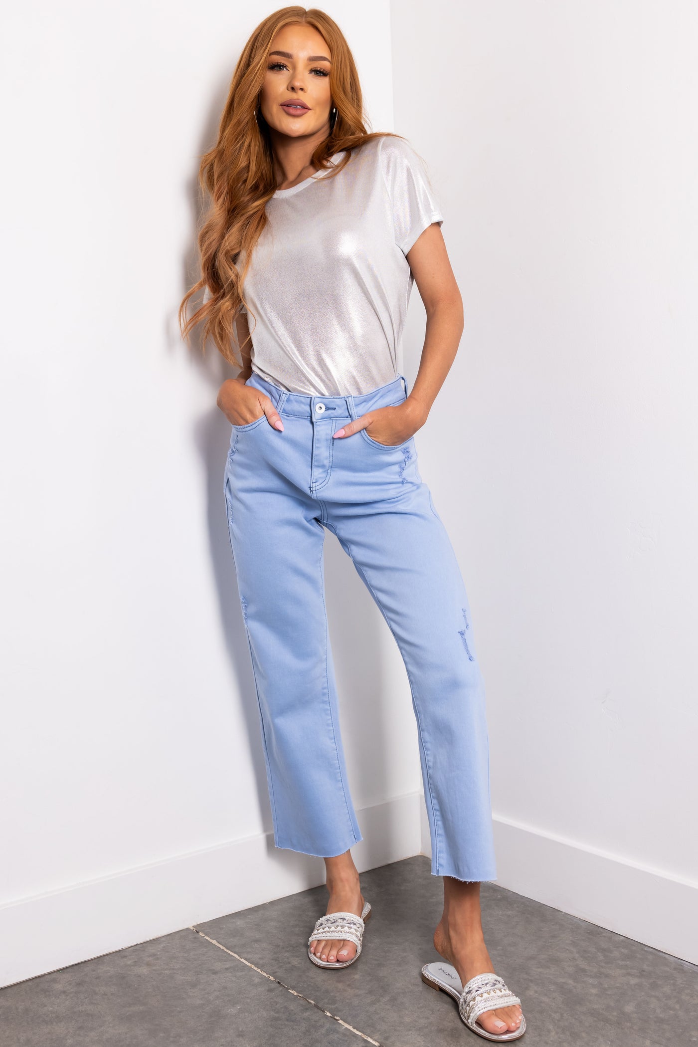 Special A Sky Blue High Rise Straight Leg Jeans