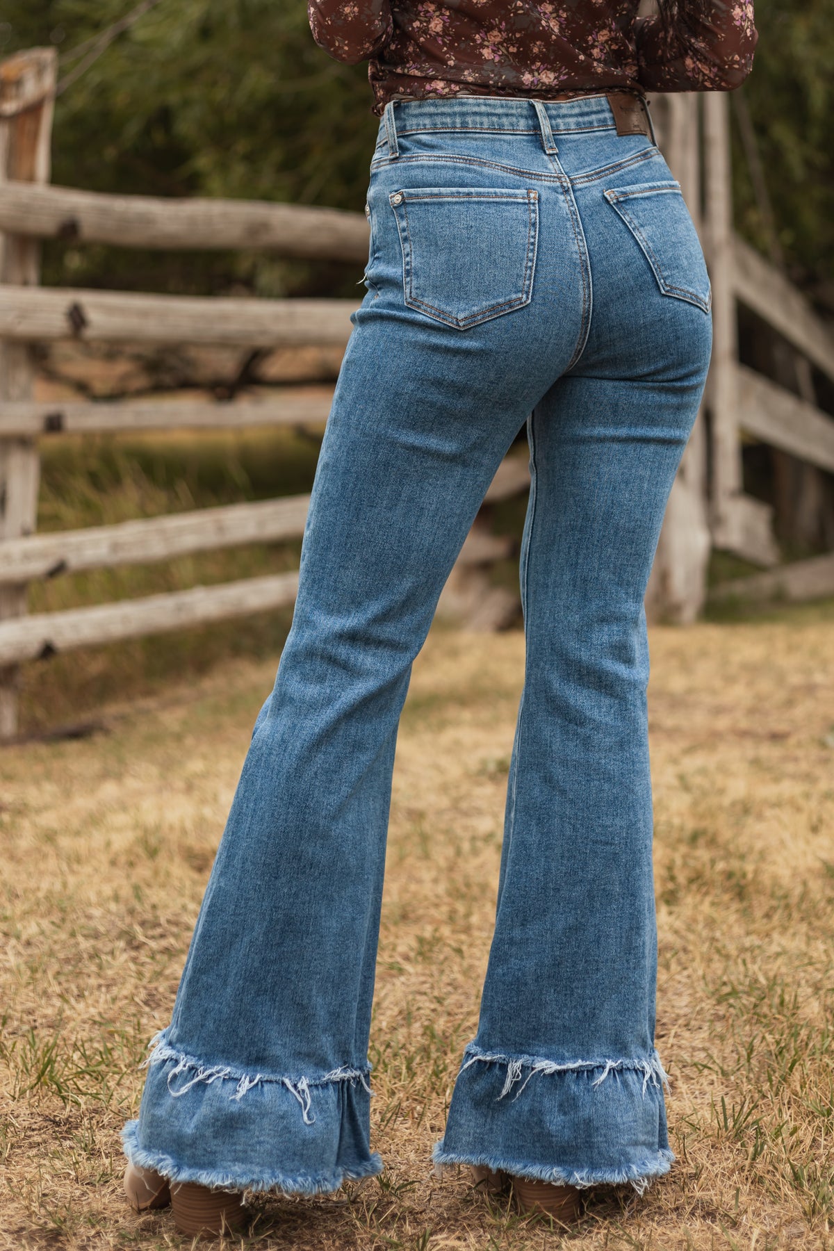 Flare Ruffles Special A Tummy Control Ruffle Flare Stretchy Jeans | Lime Lush Boutique