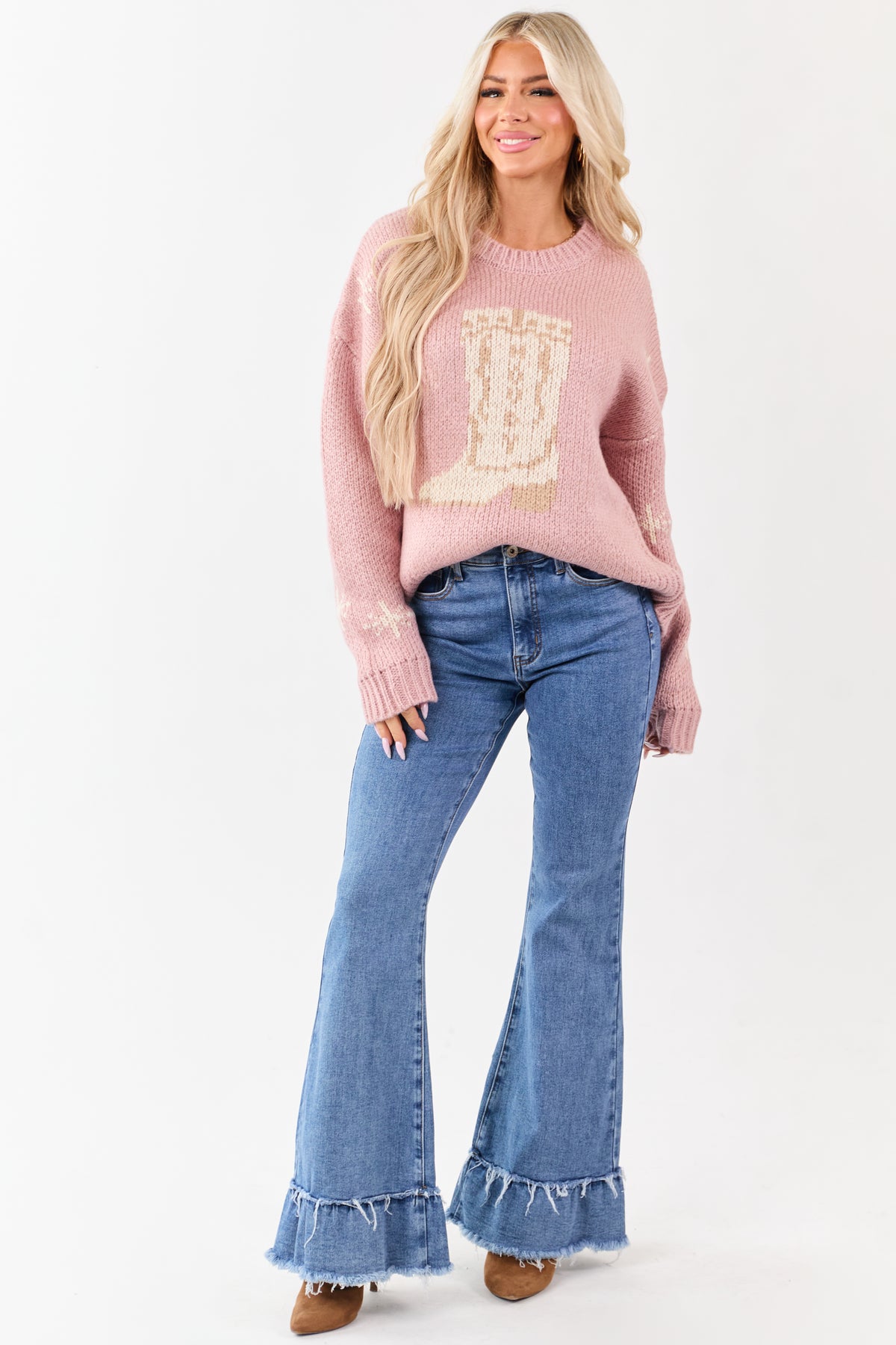 Special A Tummy Control Ruffle Flare Stretchy Jeans | Lime Lush Boutique