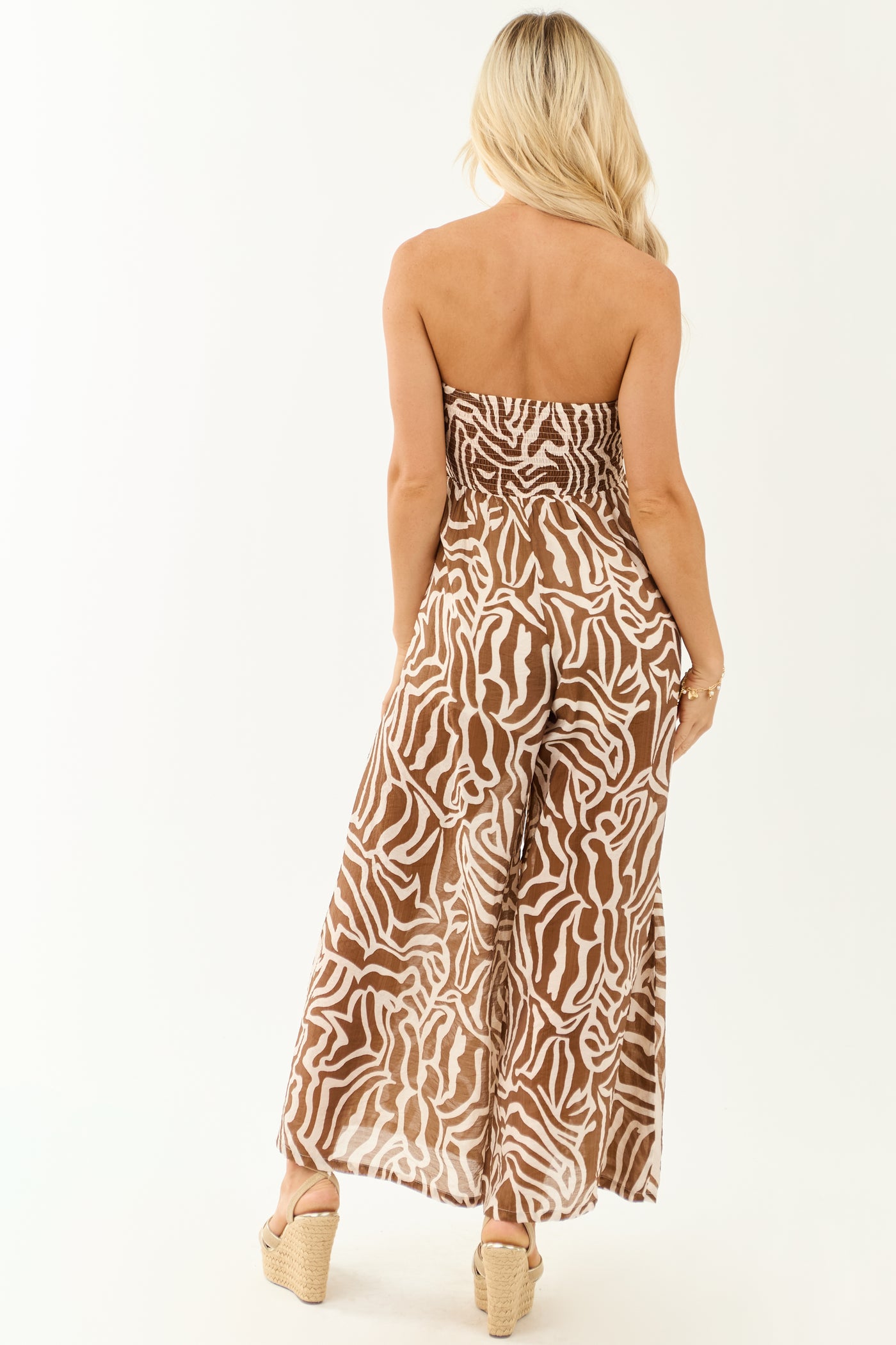 Spice Abstract Print Sleeveless Wide Leg Jumpsuit