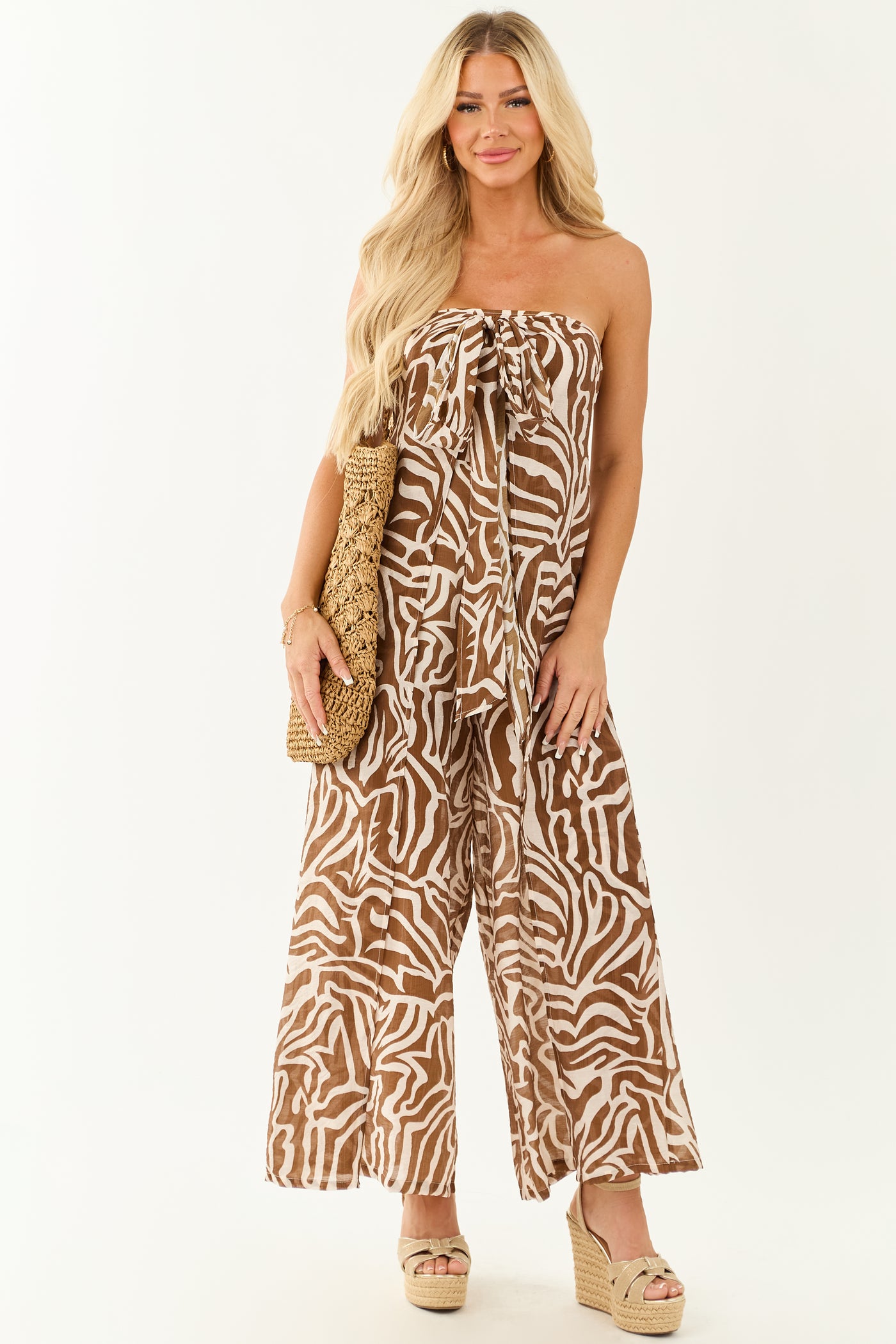 Spice Abstract Print Sleeveless Wide Leg Jumpsuit