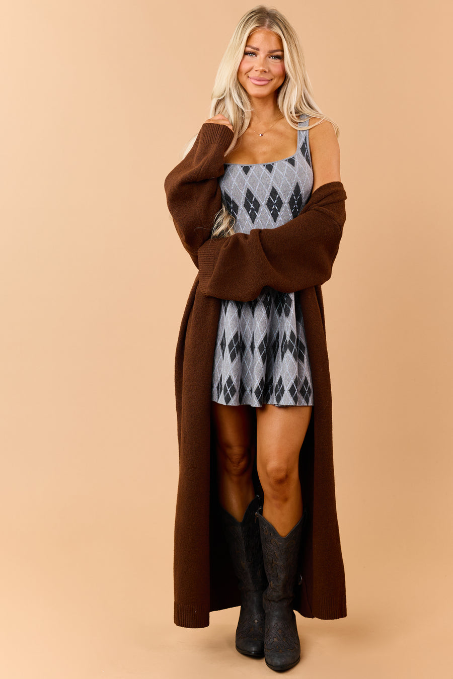 Spice Chocolate Open Front Duster Cardigan