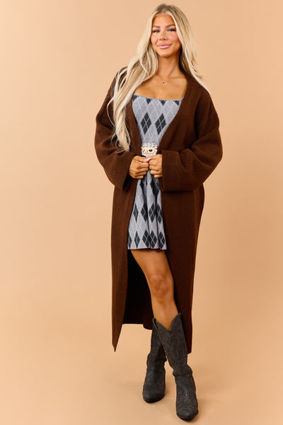 Spice Chocolate Open Front Duster Cardigan