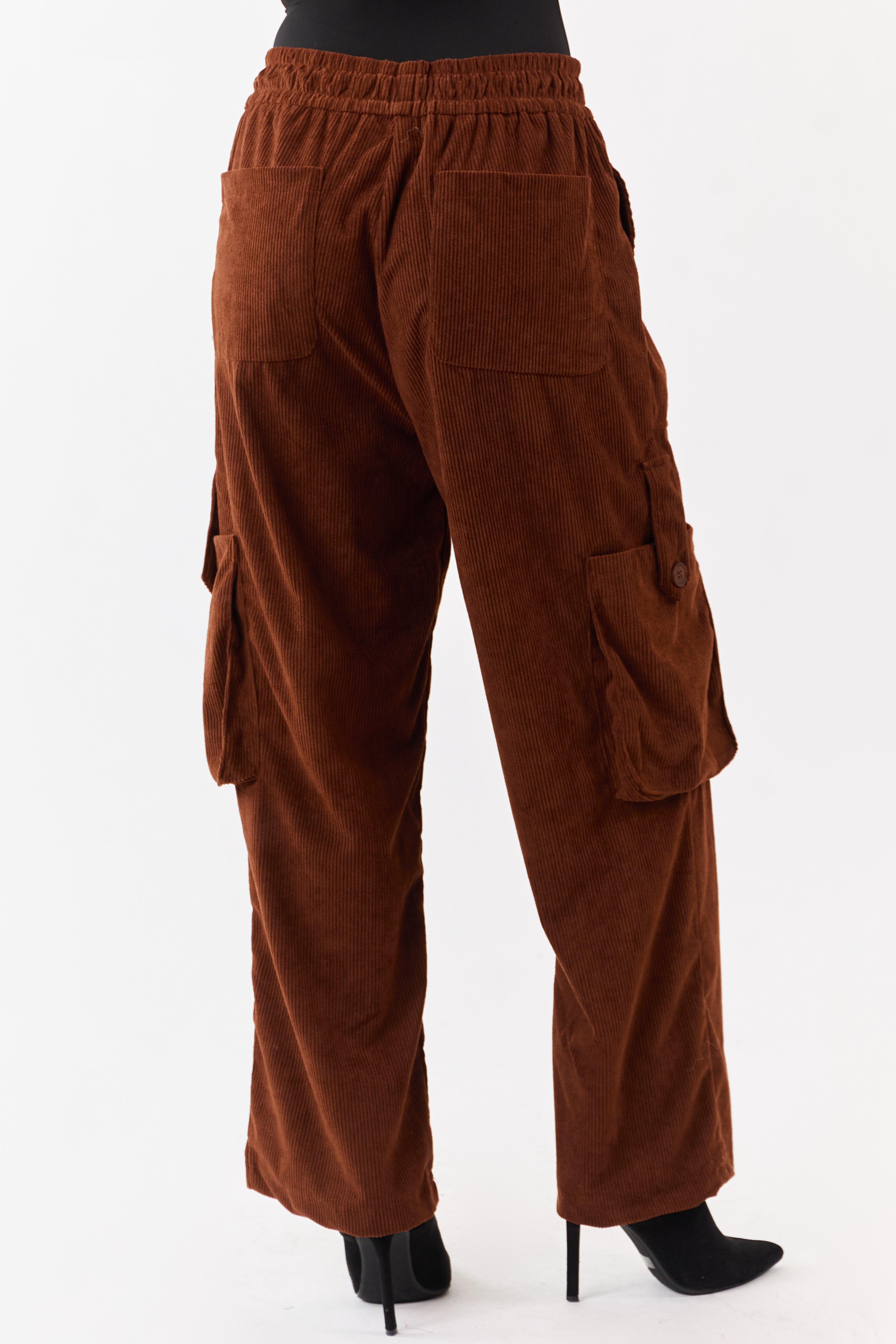 Spice Corduroy Drawstring Waist Cargo Pants